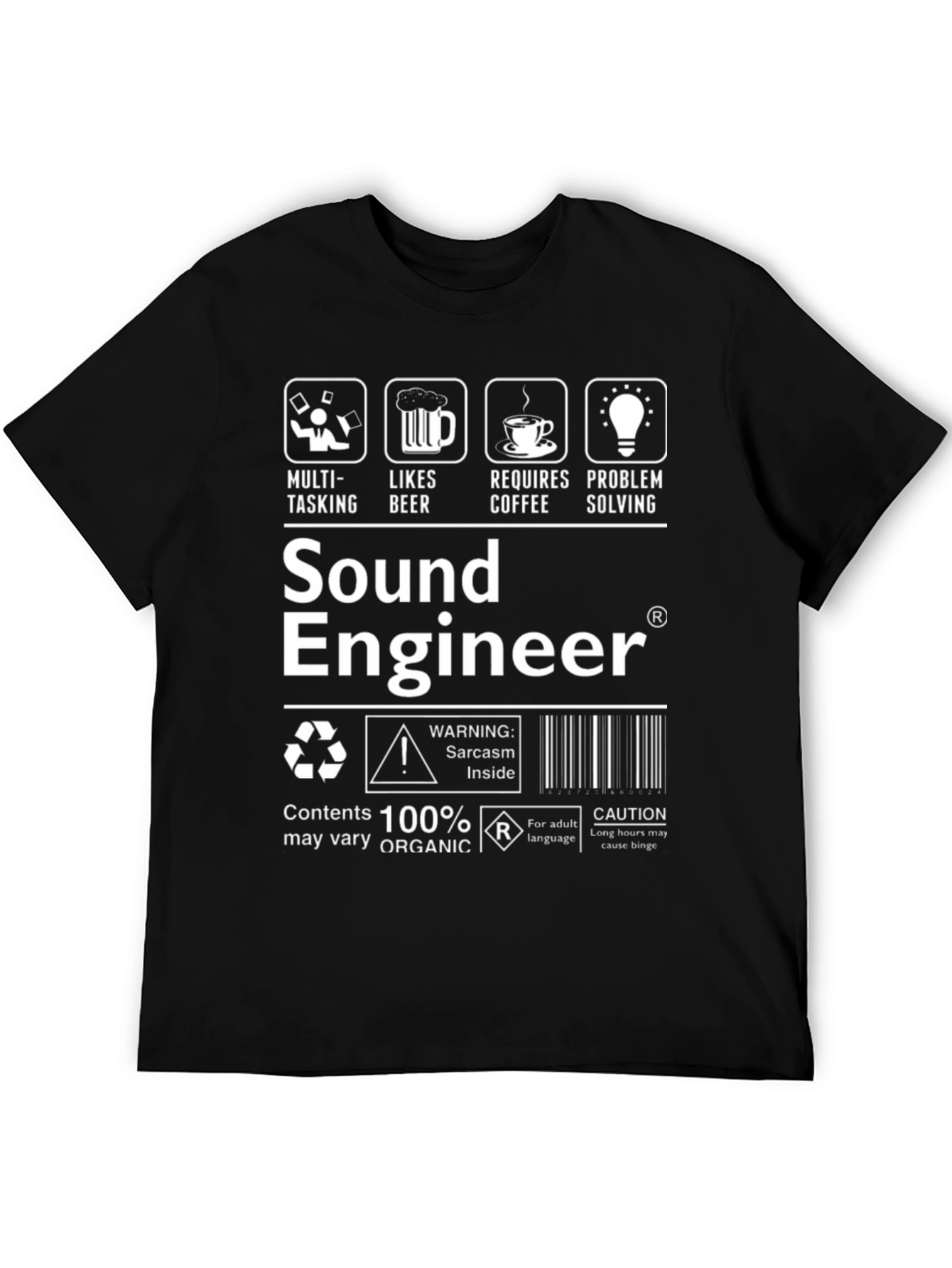 Black Sound Engineer Sarcasm Inside T-Shirt view 5