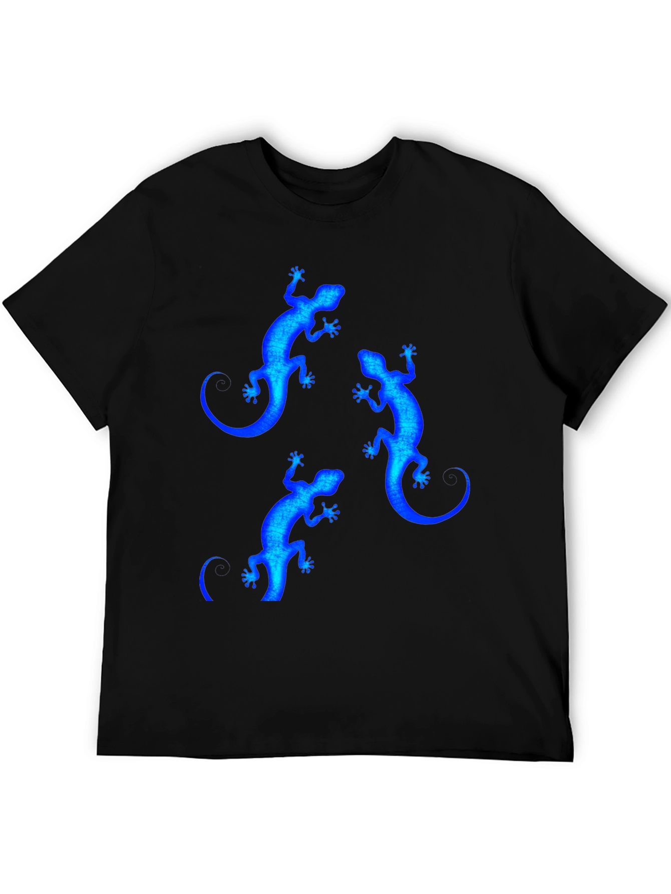 Black Blue Lizard Print Black T-Shirt view 5