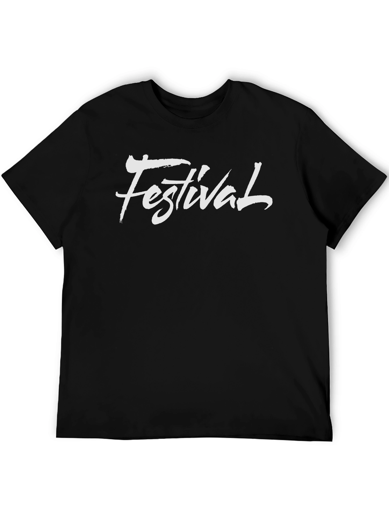 Black Festival Graphic Tee - Stylish Black Cotton T-Shirt view 5