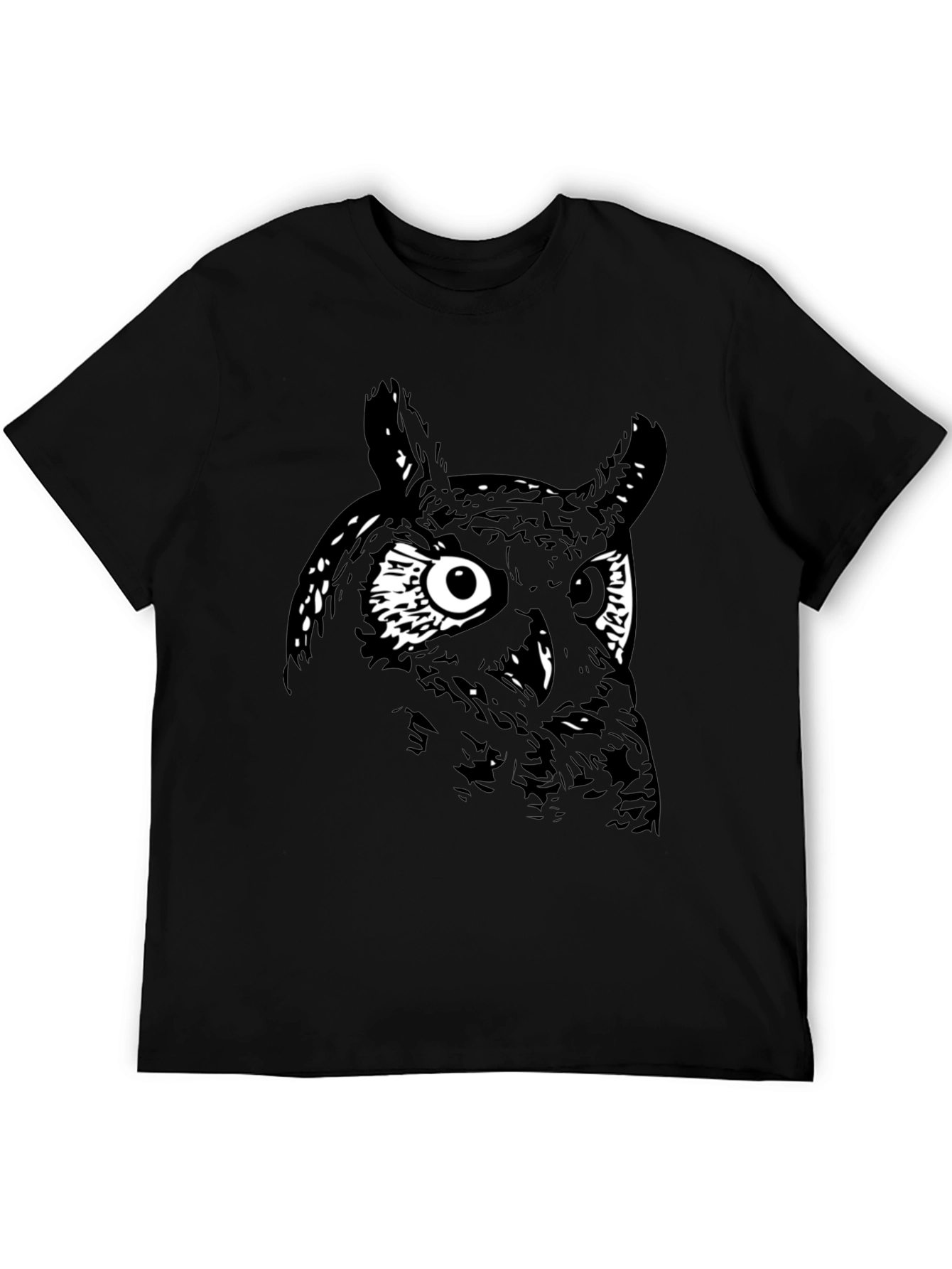 Black Men's Black Owl Graphic Tee view 5