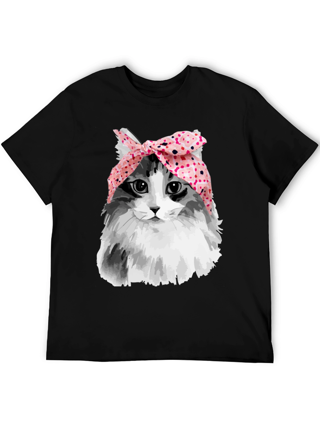 Black Cat with Headscarf T-Shirt - Unique Graphic Tee view 5