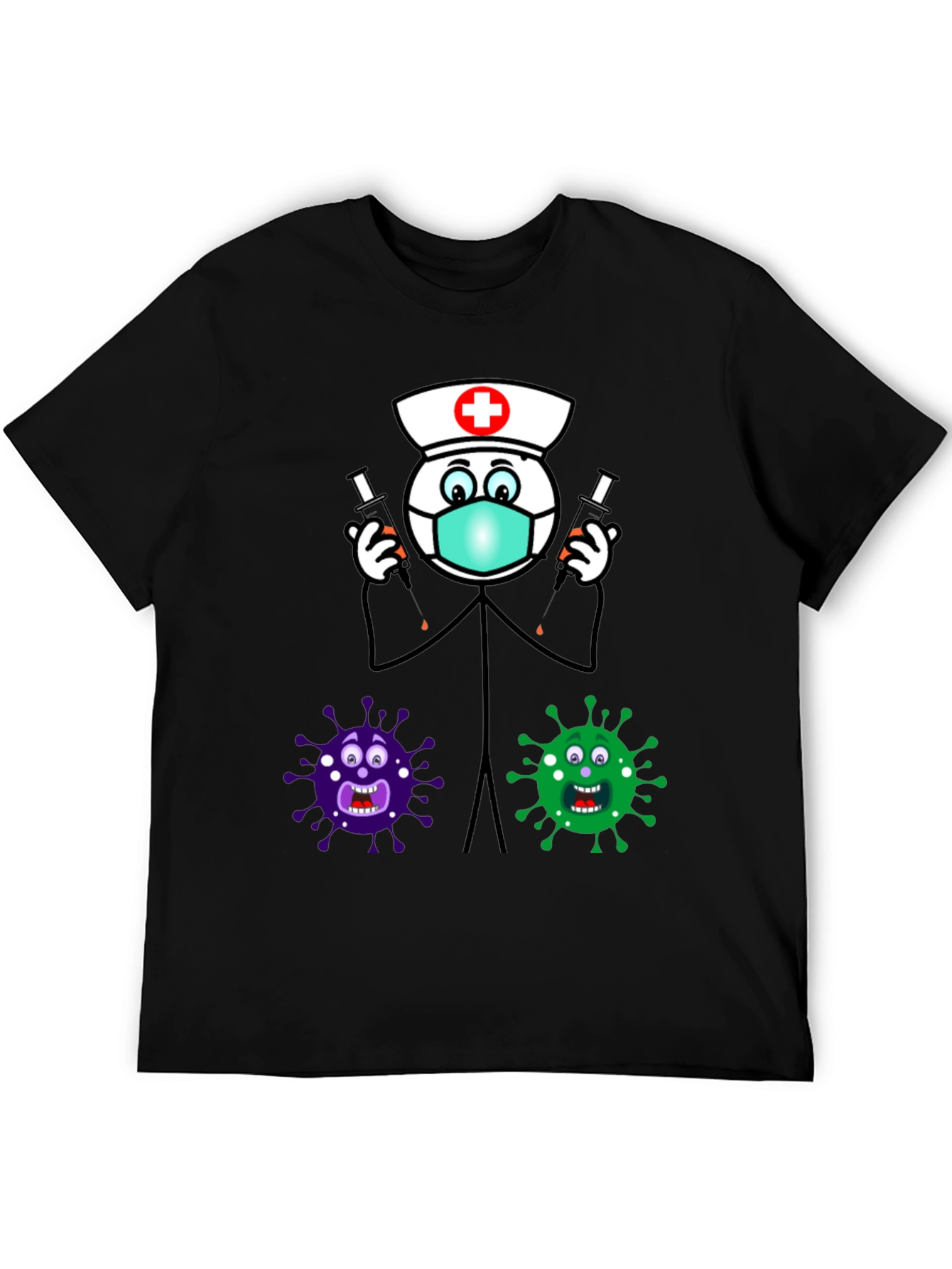 Black Funny Vaccine T-Shirt - Nurse vs. Virus view 5