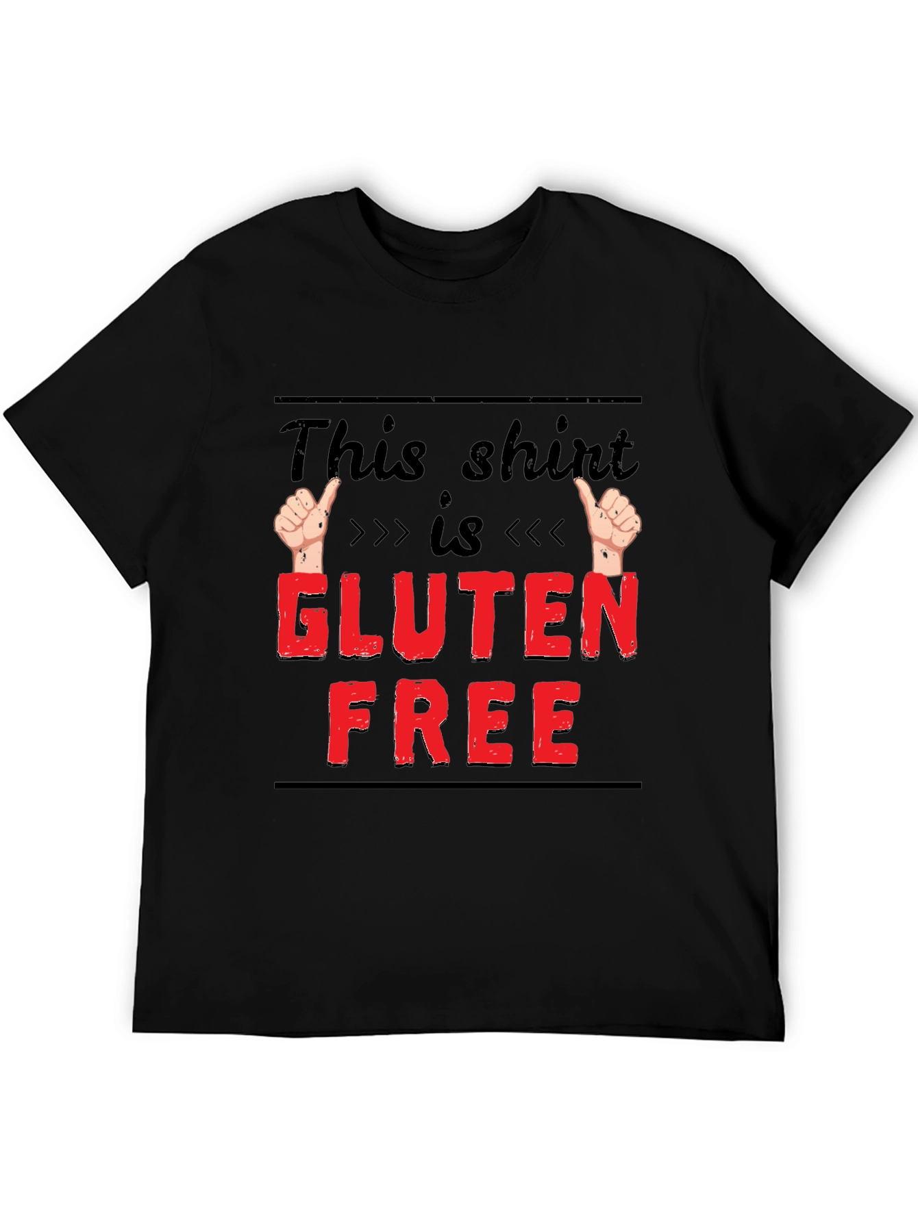 Black Gluten Free Funny T-Shirt, Novelty Tee for Foodies view 5