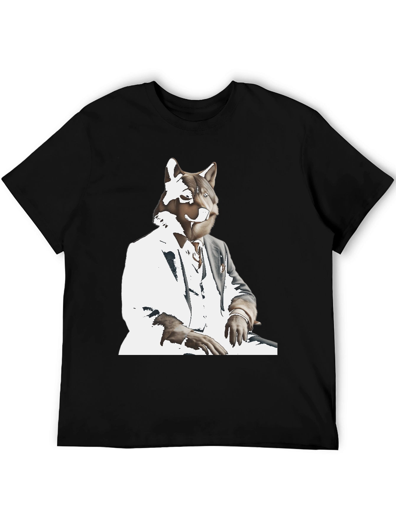 Black Wolf Gentleman Graphic Tee - Black view 5