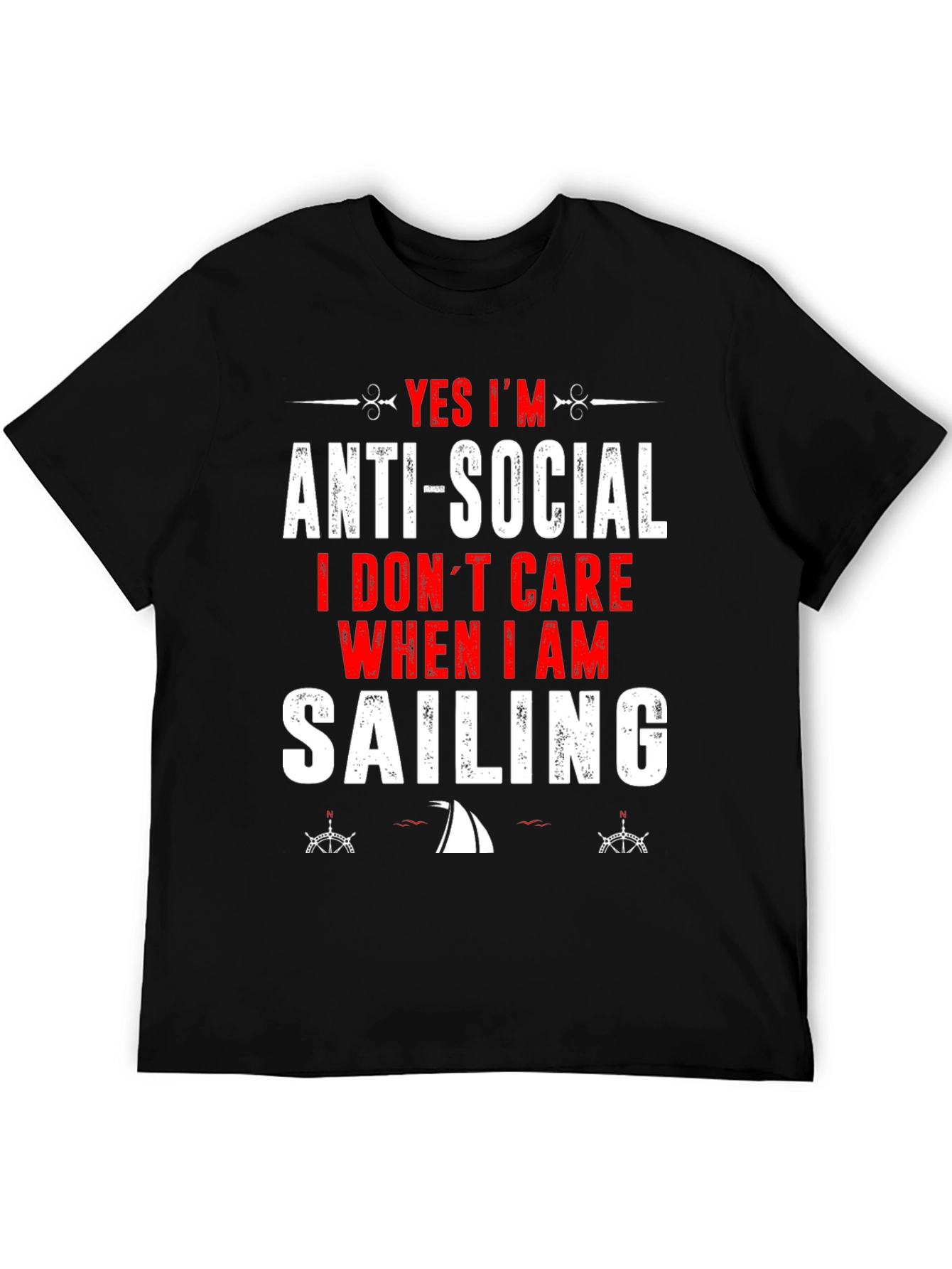 Black Anti-Social Sailing T-Shirt - Perfect for Sailors! view 5