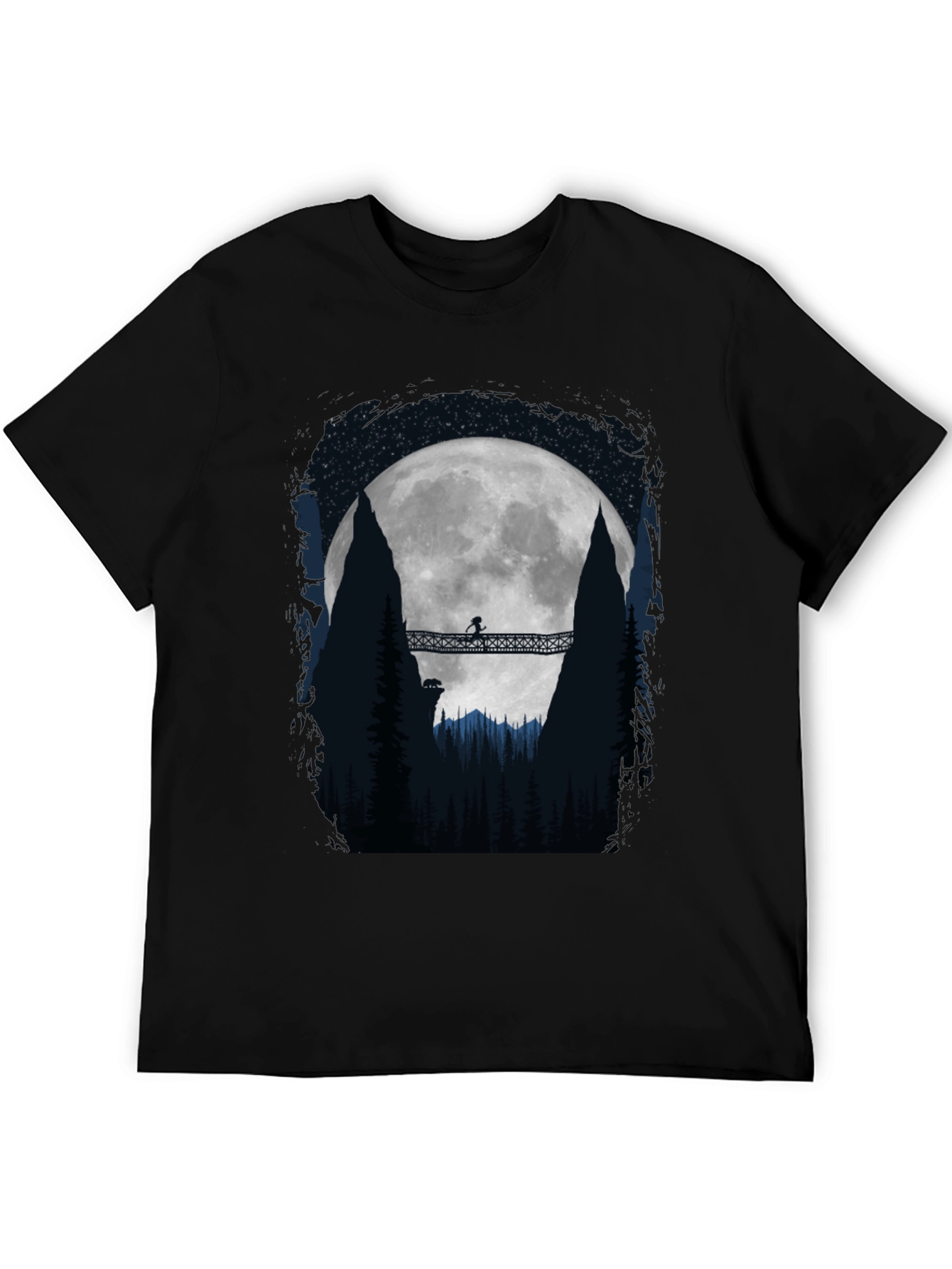 Black Moonlit Bridge Graphic Tee - Adventure Awaits! view 5