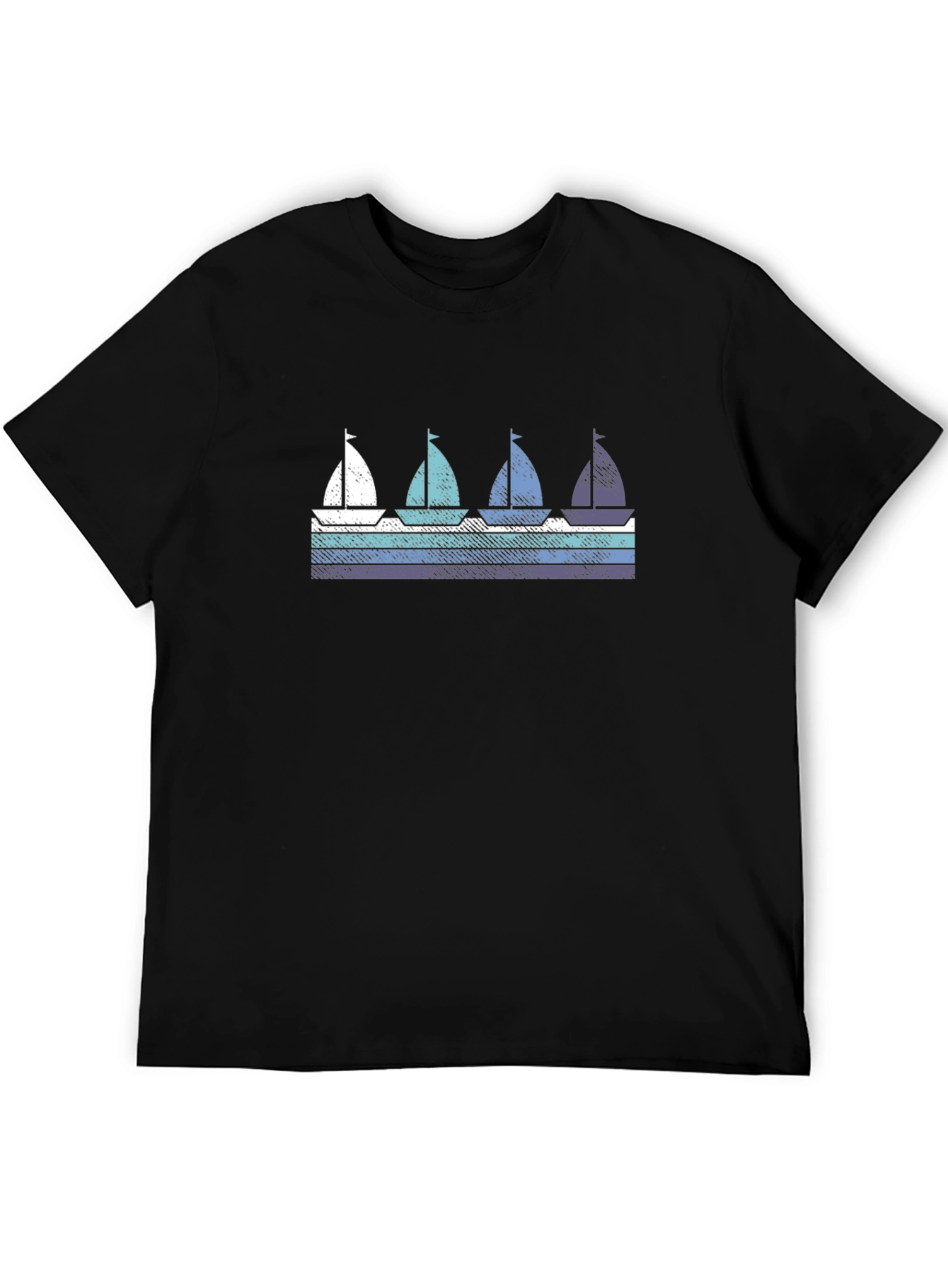 Black Retro Sailboat Graphic Tee - Nautical Style view 5