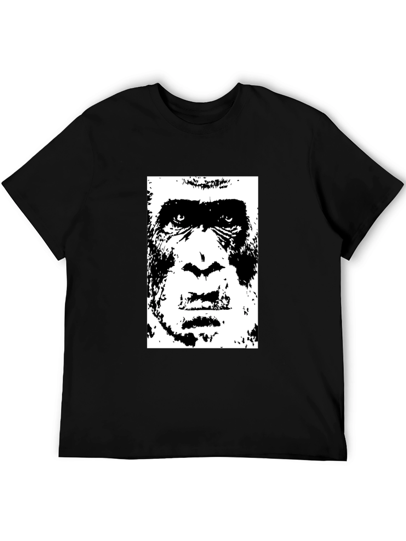 Black Gorilla Face Graphic Black T-Shirt view 5