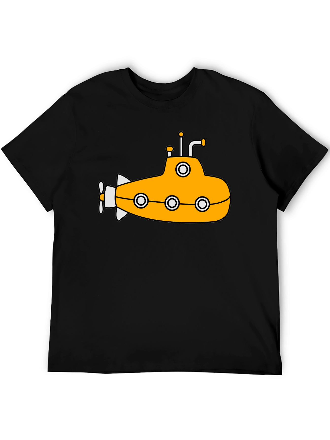 Black Yellow Submarine Graphic T-Shirt - Black Cotton Tee view 5
