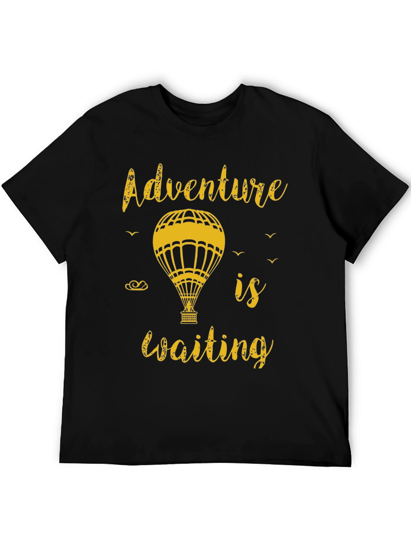 Black Adventure Awaits Tee - Hot Air Balloon Graphic T-Shirt view 5