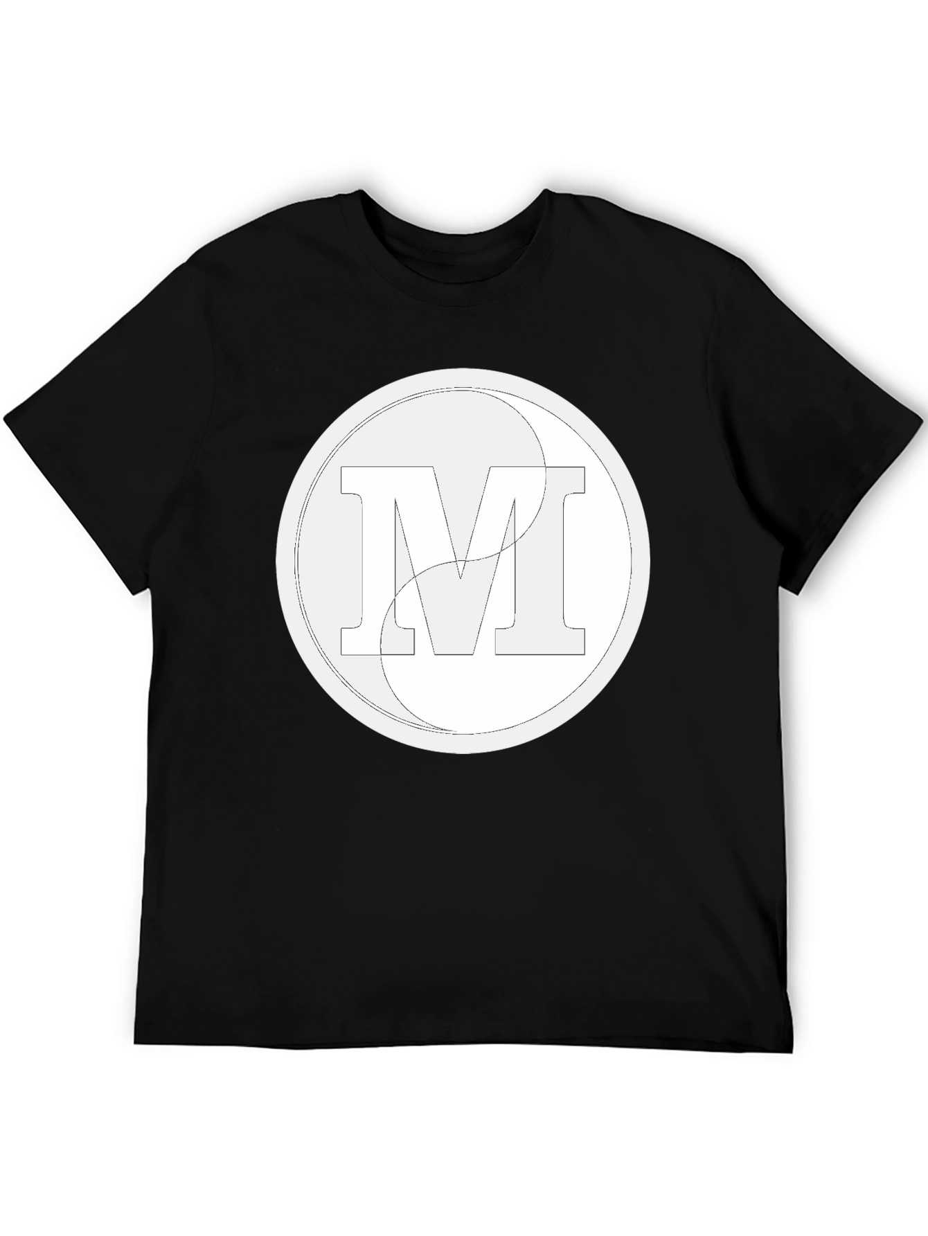 Black Modern Letter M Graphic Black T-Shirt view 5