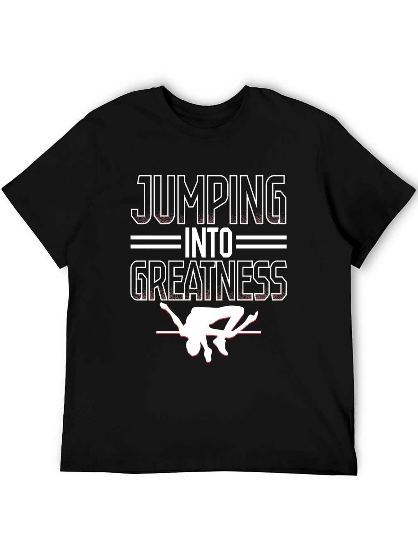 Black Jumping Into Greatness Graphic Tee - High Jump Athlete Shirt view 5