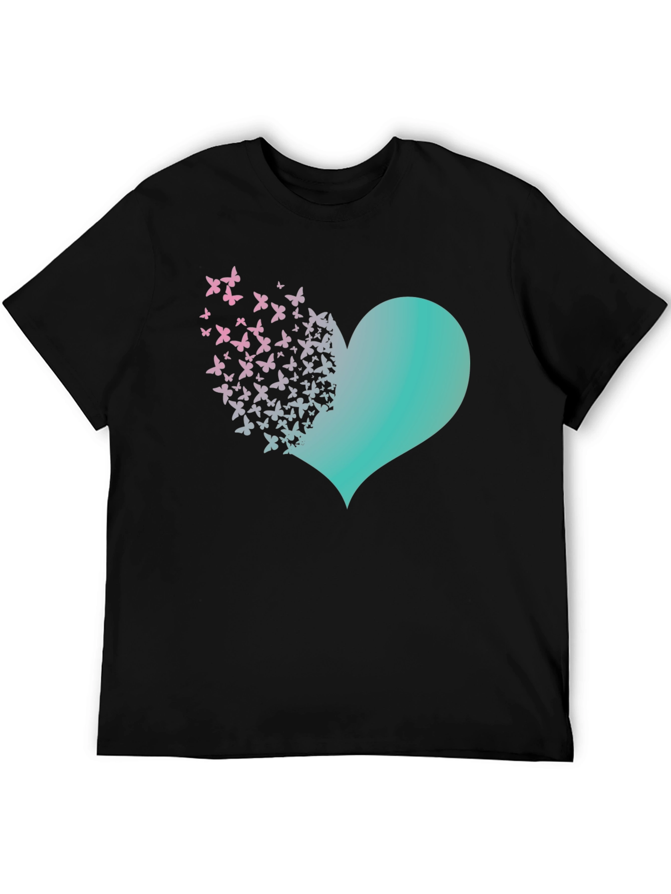 Black Butterfly Heart Graphic Tee - Black Cotton Blend view 5