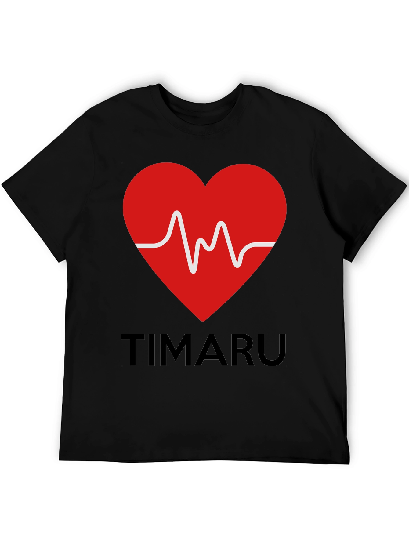 Black Timaru Heartbeat Graphic T-Shirt - Black view 5