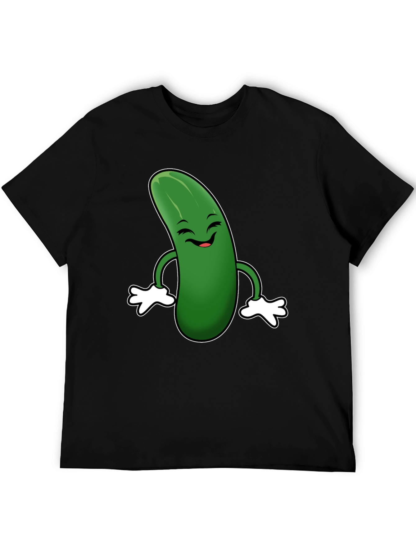 Black Funny Pickle Cartoon Black T-Shirt view 5