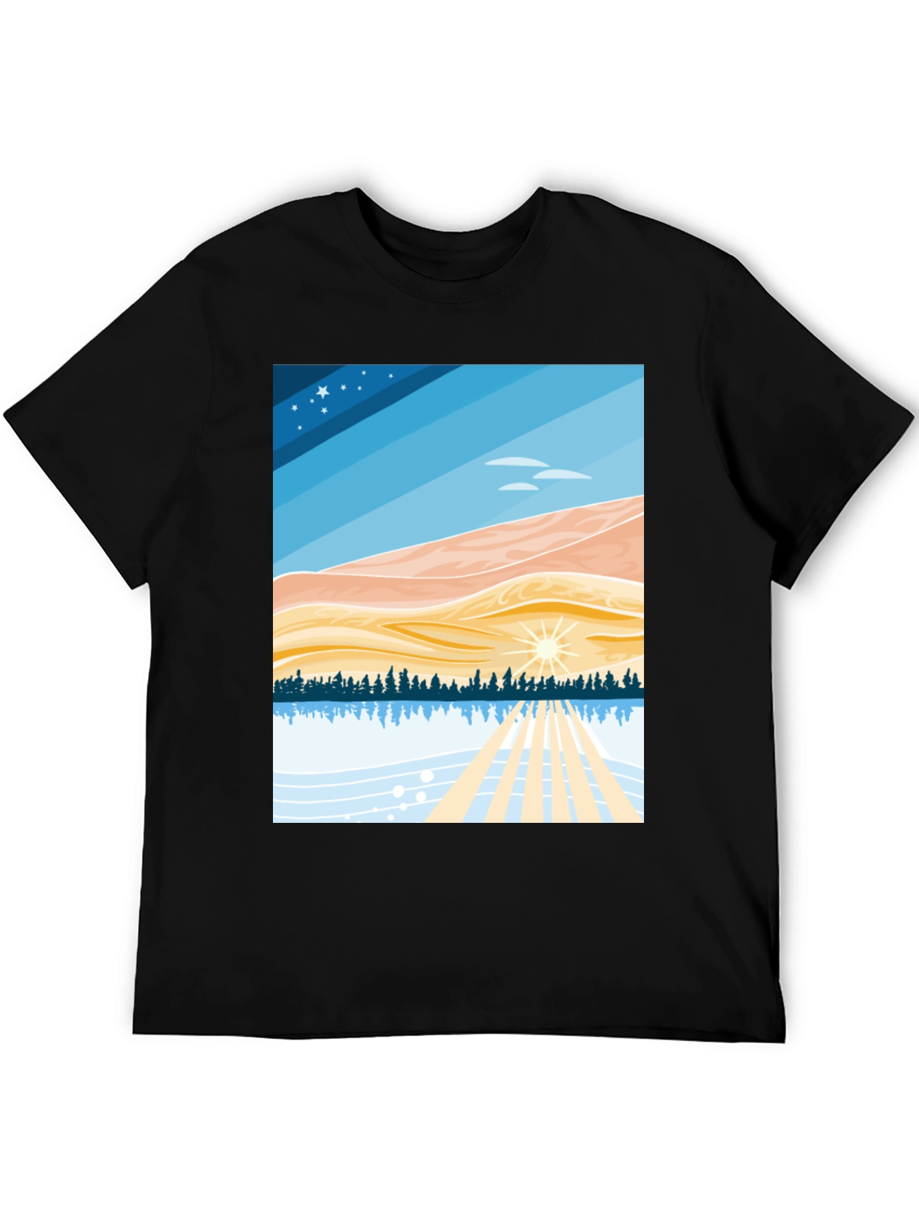 Black Scenic Landscape Graphic Tee - Soft Cotton Blend view 5