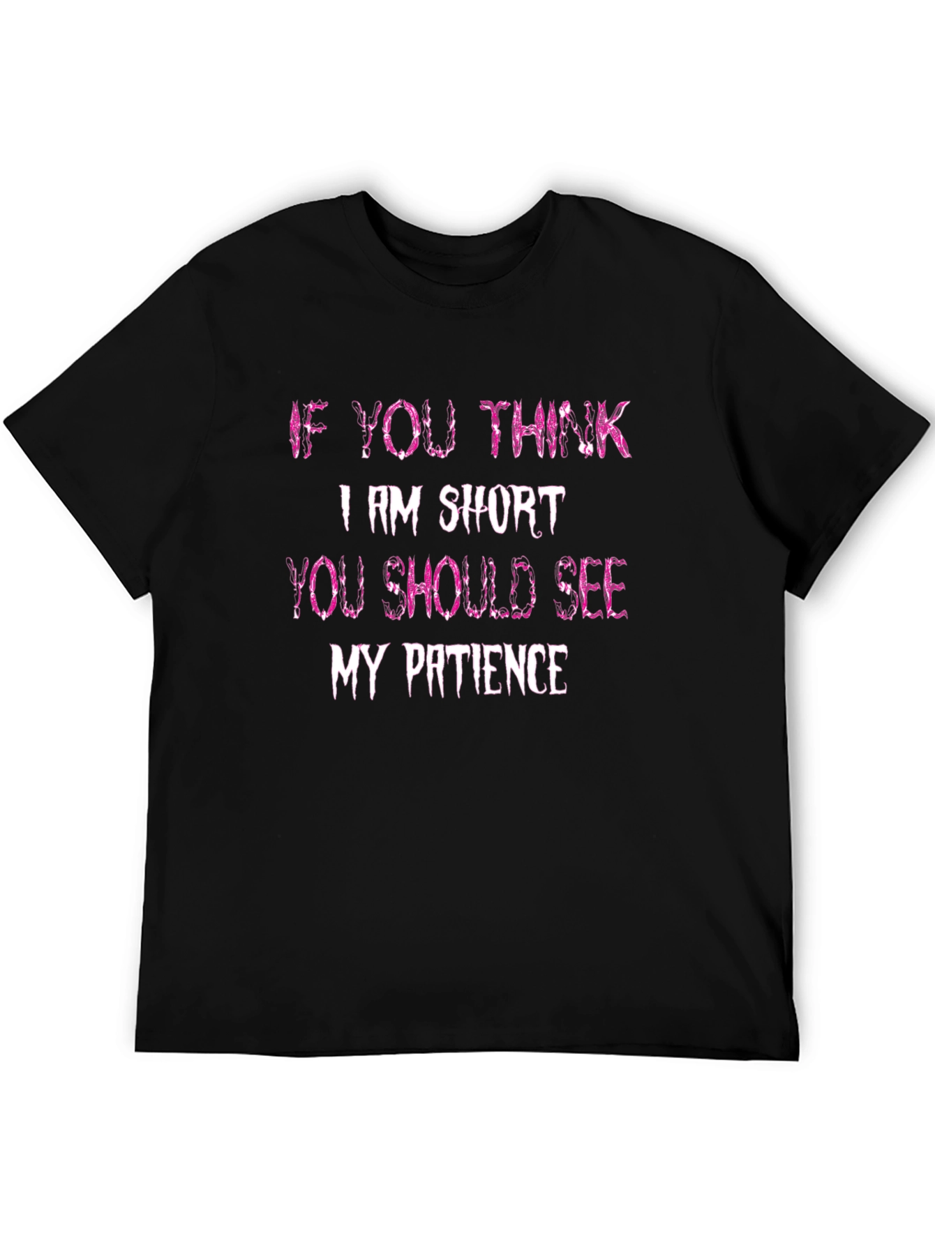 Black Humorous Short Patience Graphic T-Shirt view 5