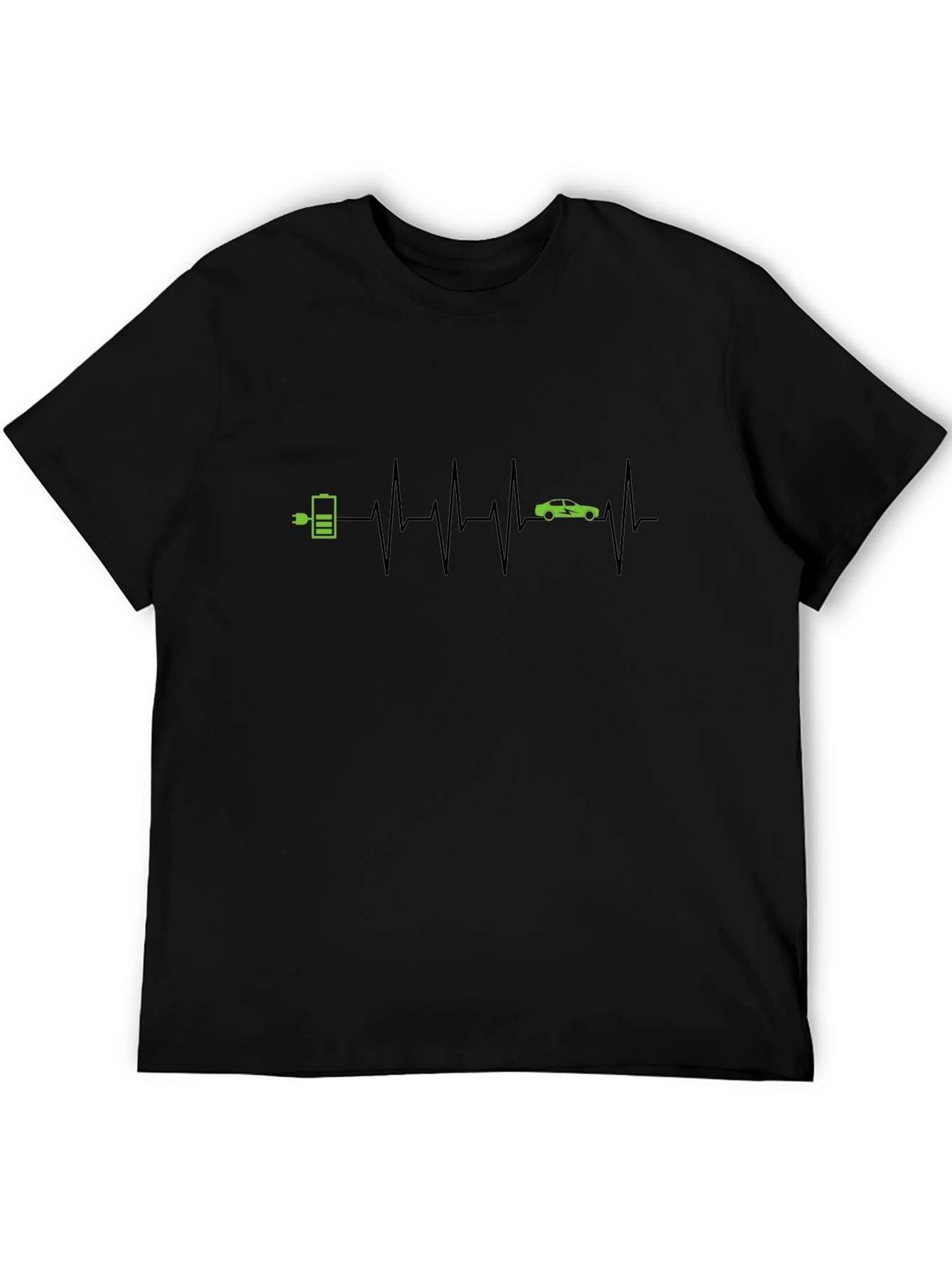 Black Electric Car Heartbeat T-Shirt view 5
