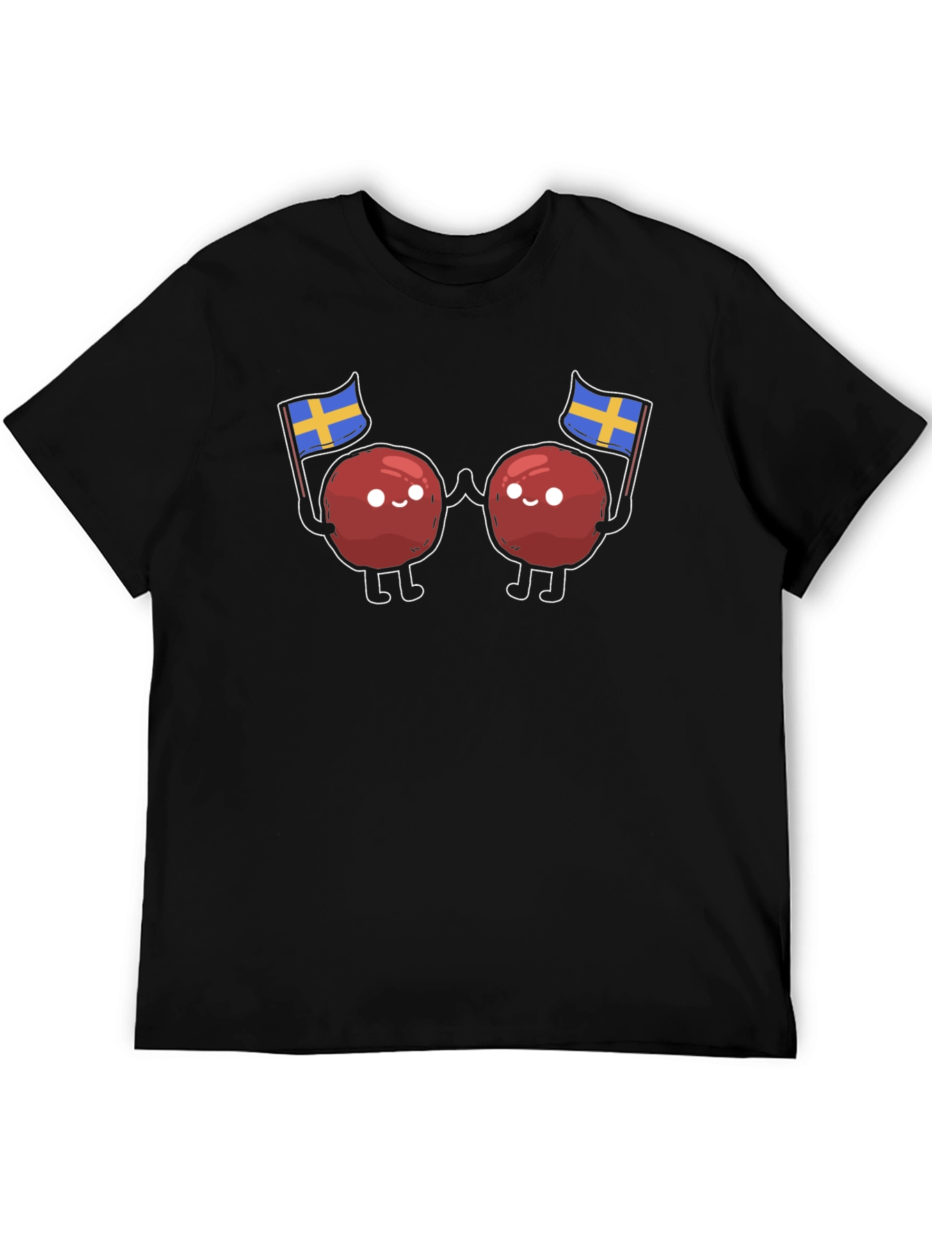 Black Swedish Meatballs T-Shirt - Sweden Flag Design view 5
