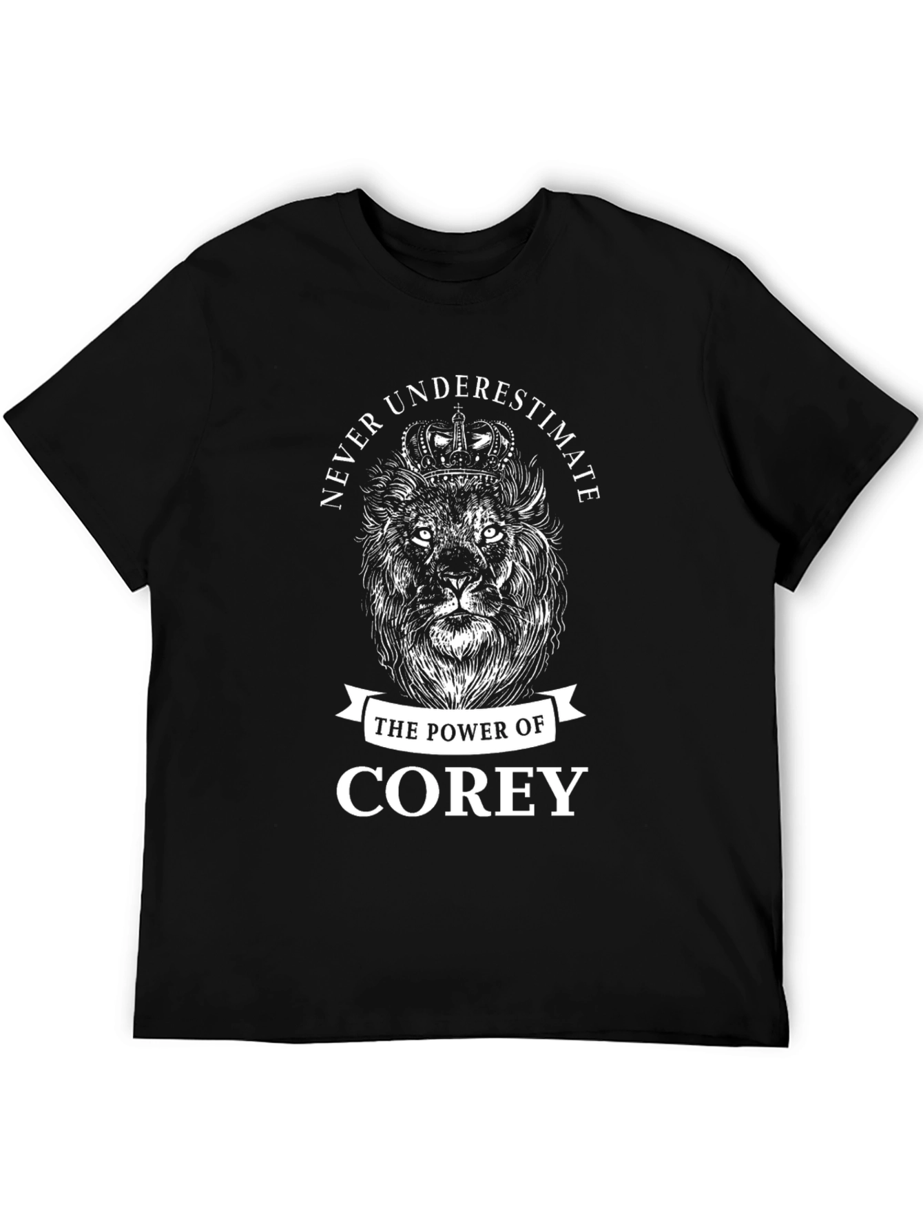 Black Never Underestimate Corey Lion Graphic T-Shirt view 5