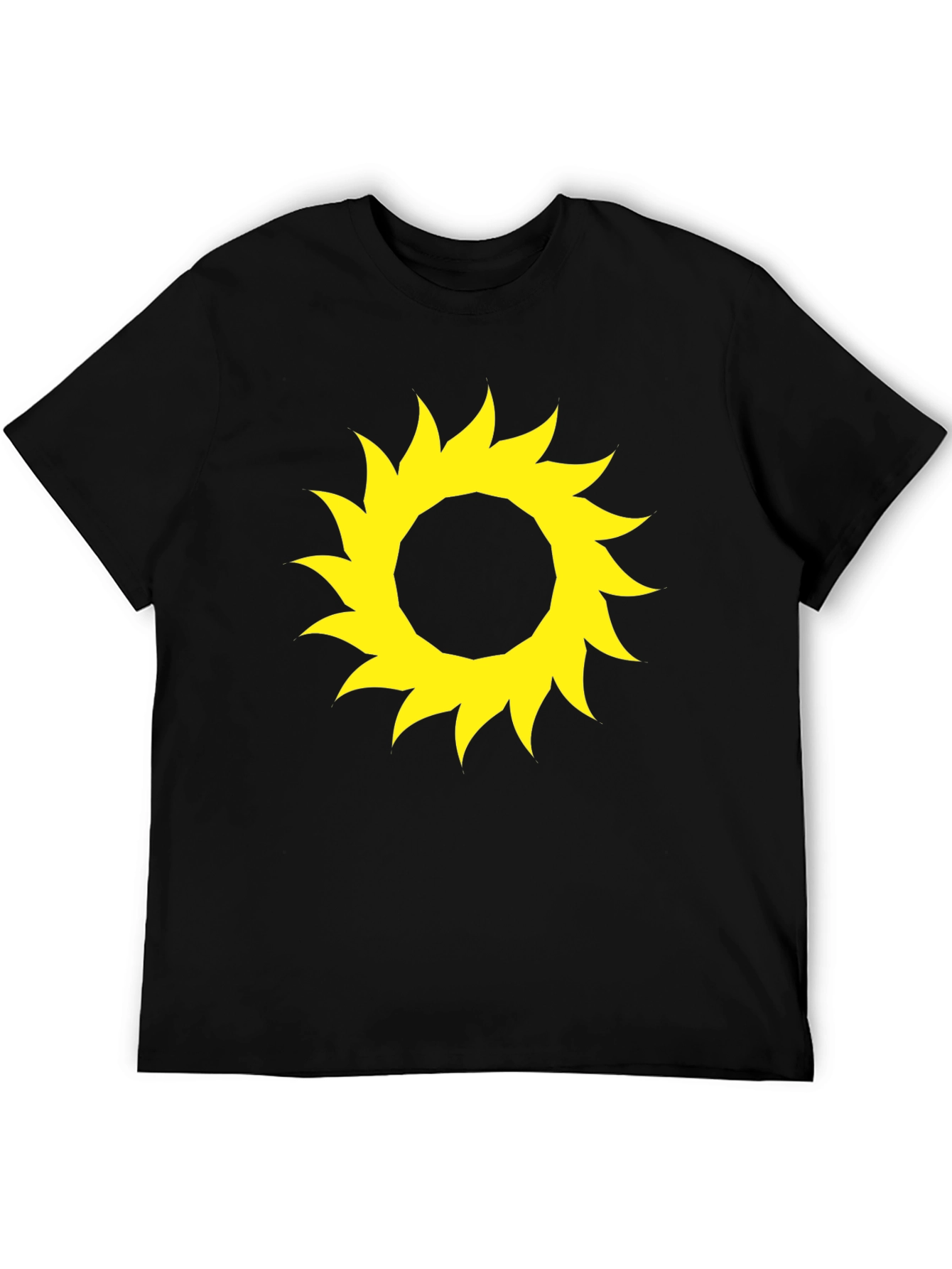 Black Black T-Shirt with Yellow Sun Design view 5