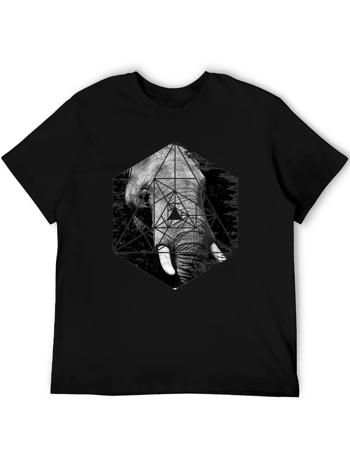 Black Geometric Elephant Graphic Tee view 5