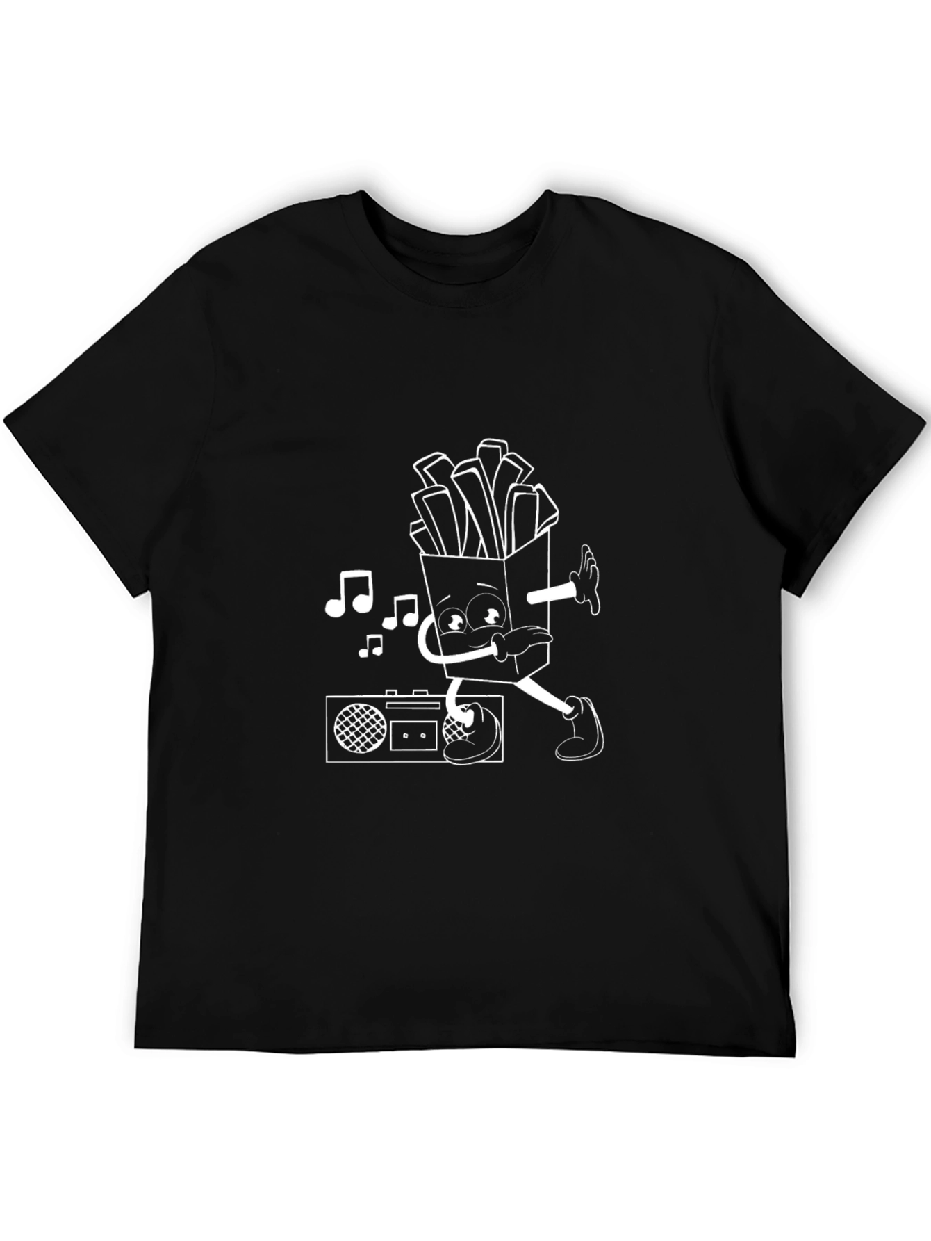 Black Dancing Fries Graphic Tee - Black Cotton T-Shirt view 5