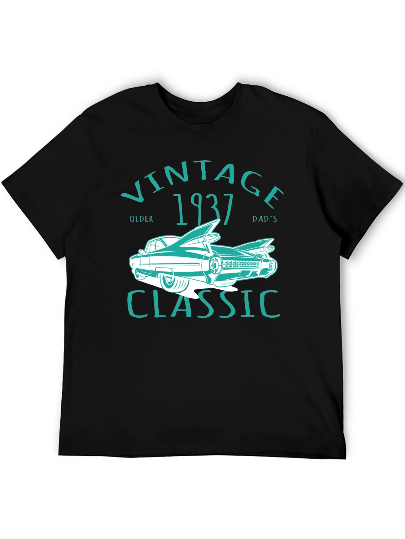 Black Vintage 1937 Classic Car T-Shirt view 5