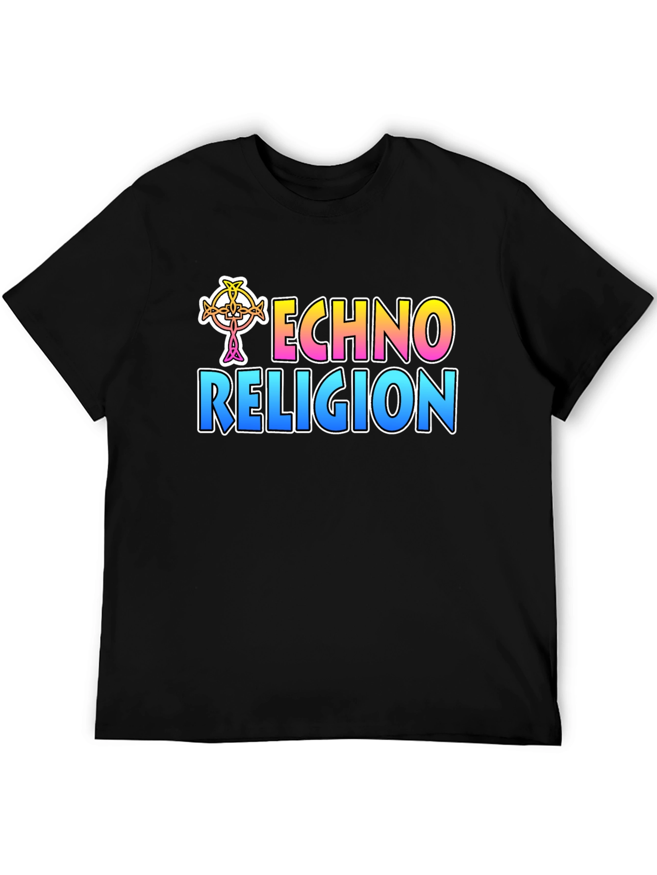 Black Techno Religion T-Shirt, Rave Music Tee view 5