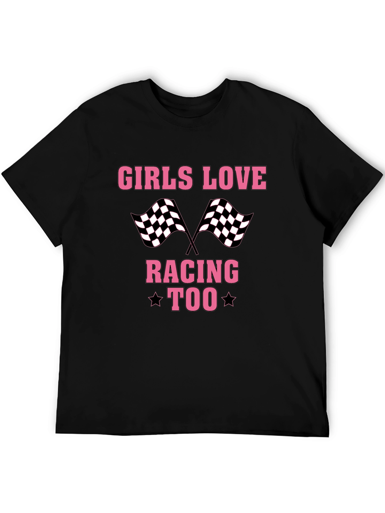 Black Girls Love Racing Too T-Shirt - Black view 5