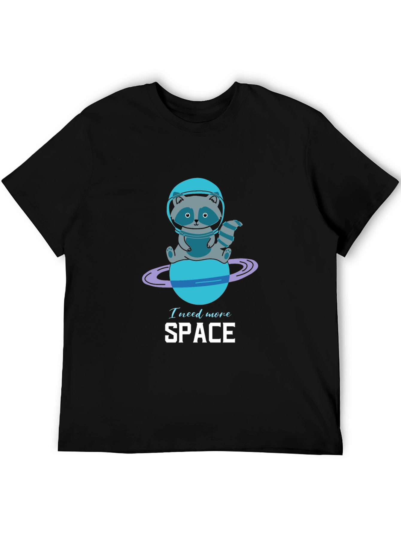 Black Need More Space Raccoon Graphic Tee view 5