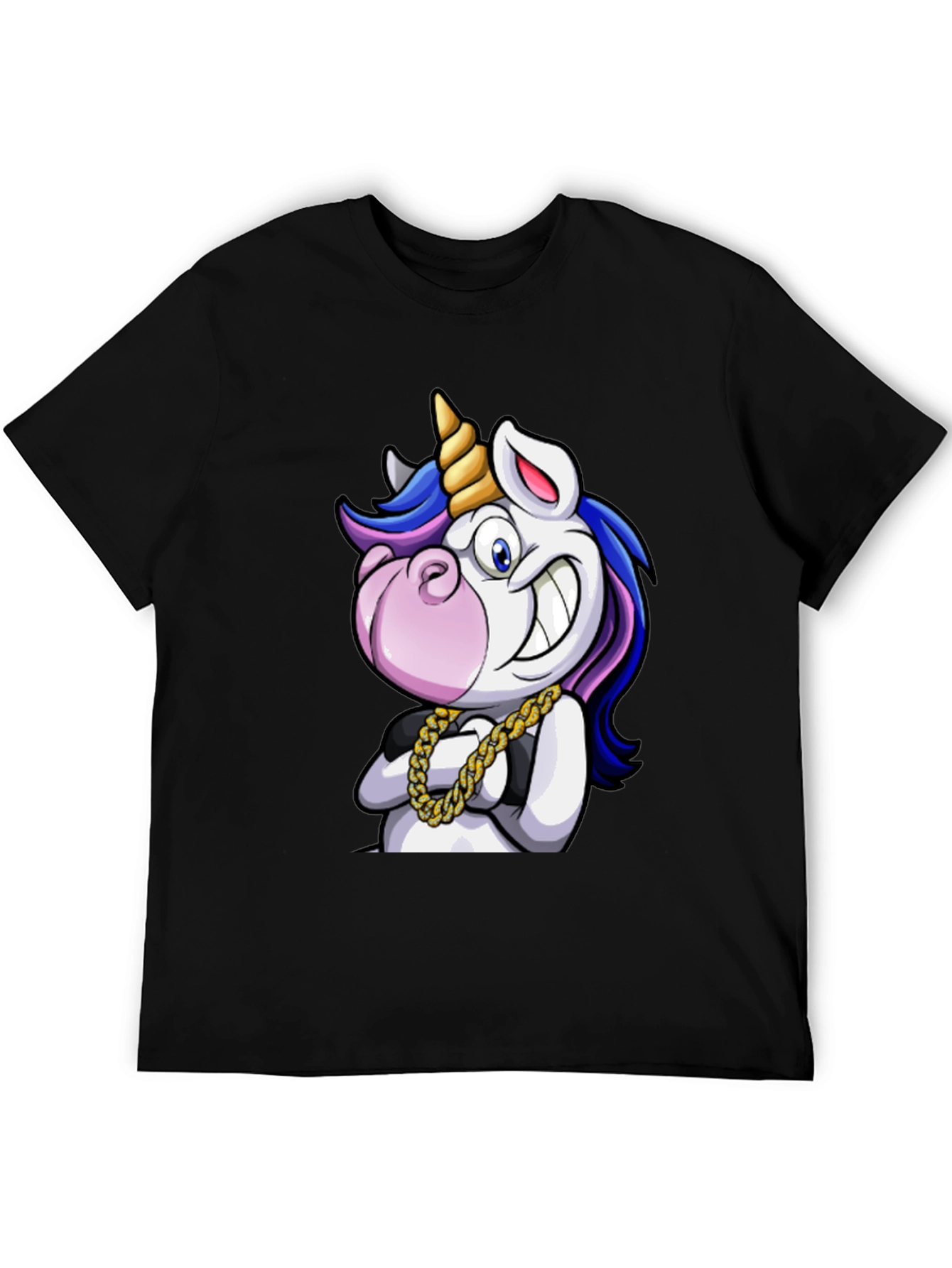 Black Unicorn Swag T-Shirt - Cartoon Graphic Tee view 5