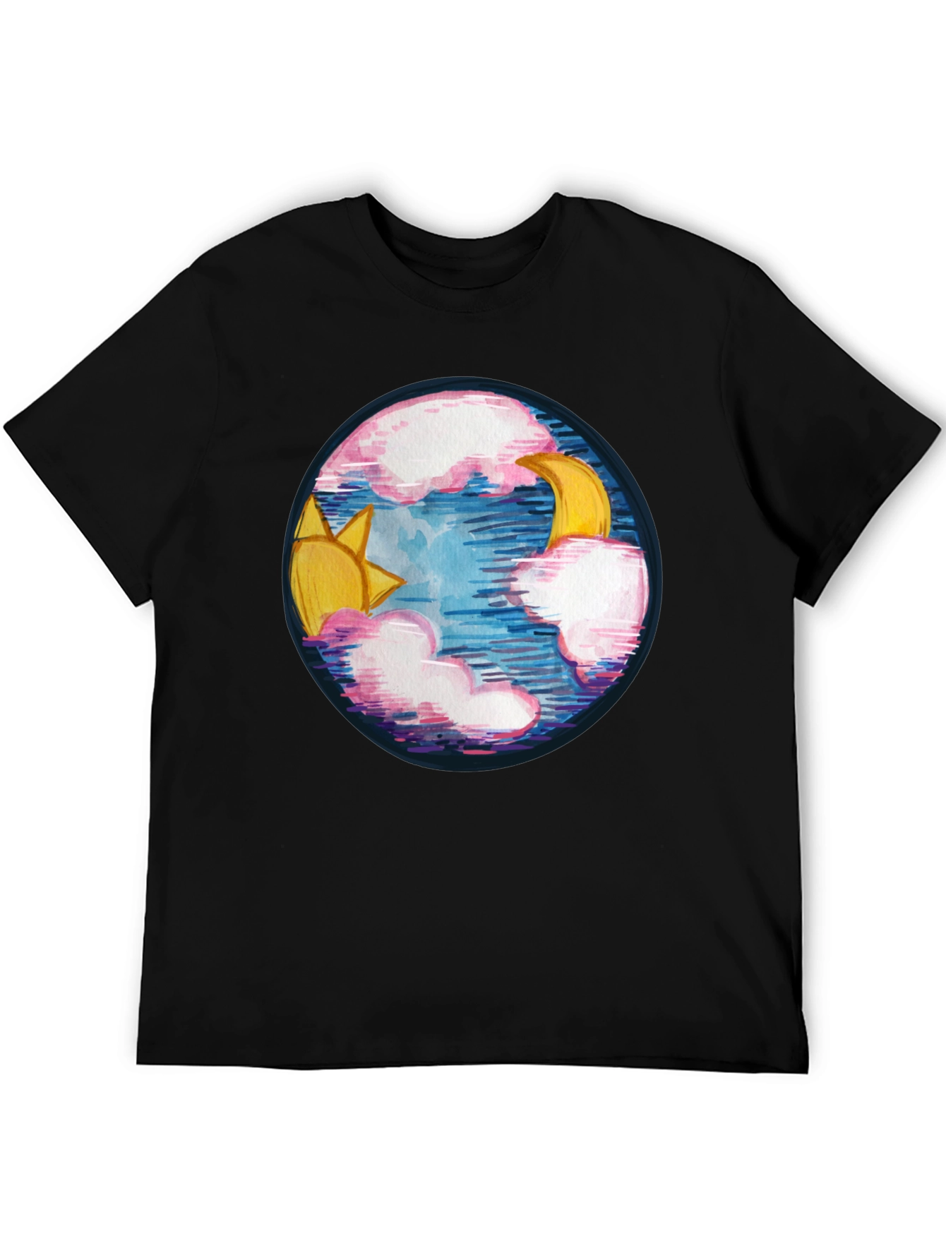 Black Sun & Moon Graphic Tee - Celestial Design view 5