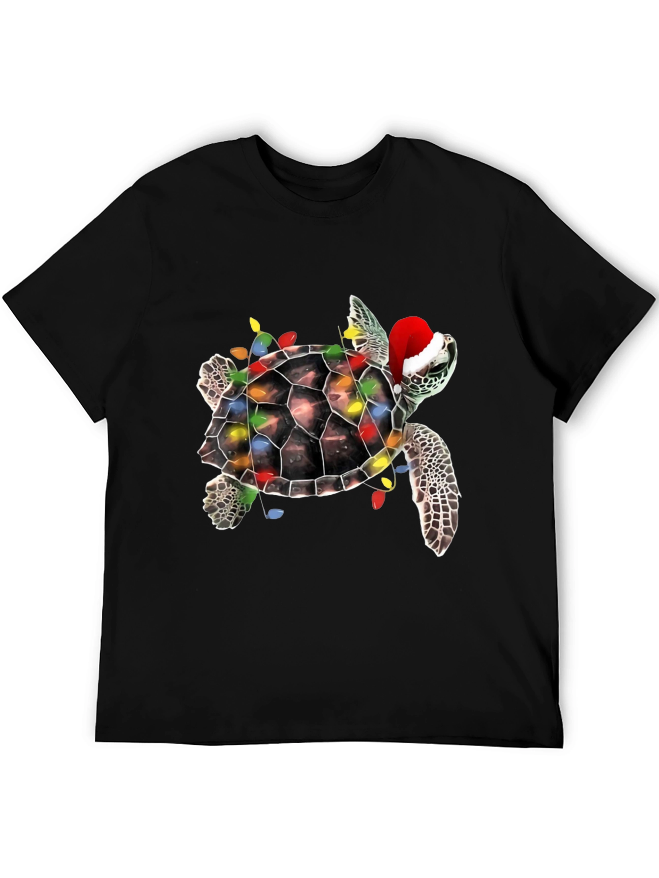 Black Festive Turtle Christmas T-Shirt view 5