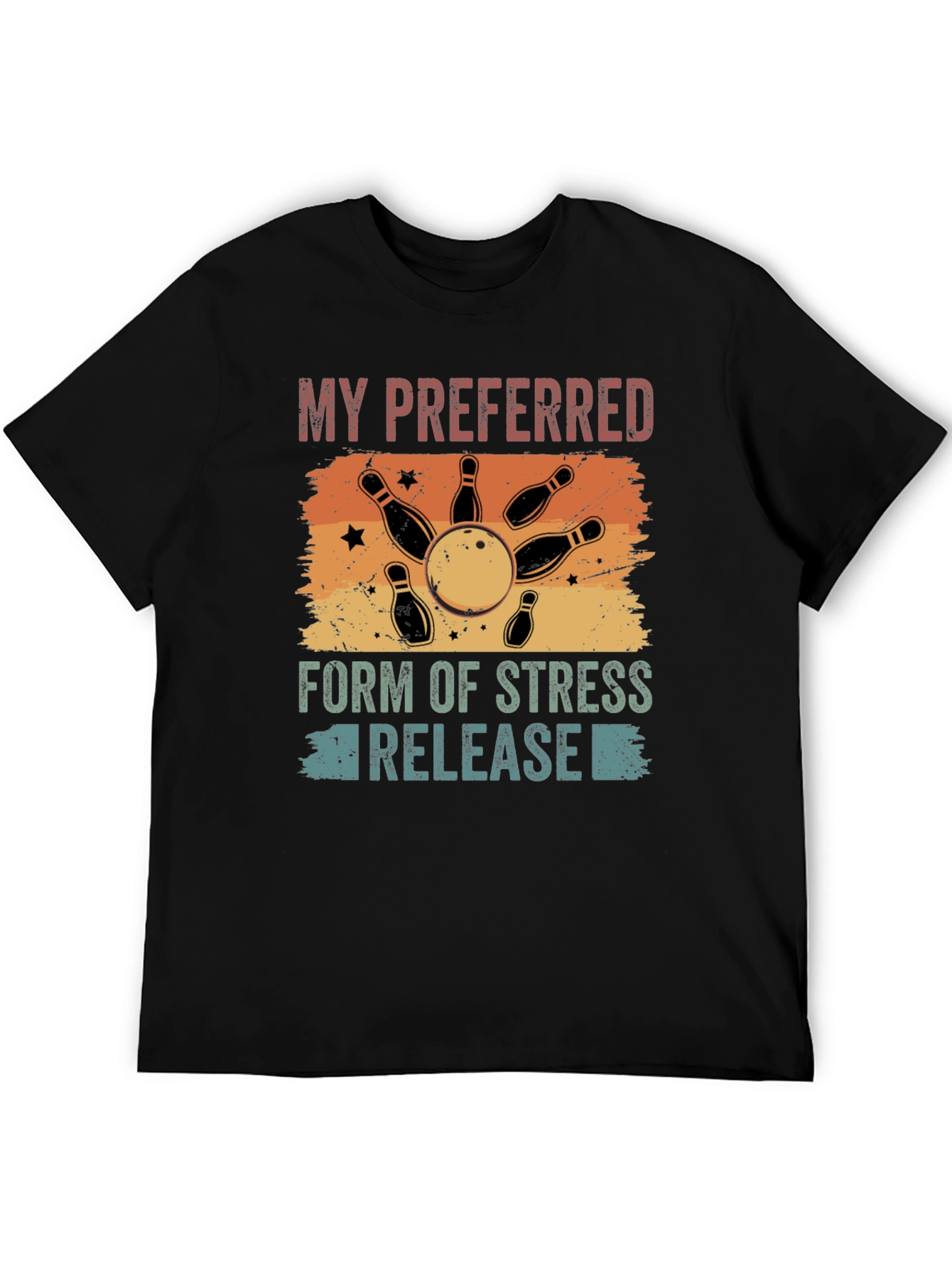 Black Bowling Stress Relief Graphic Tee view 5