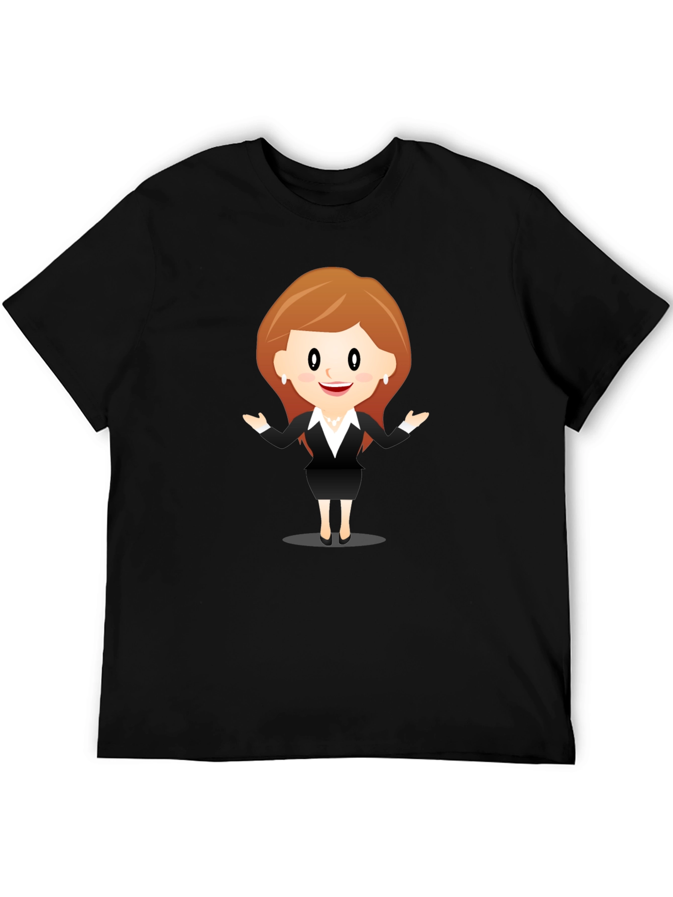 Black Cartoon Businesswoman Black T-Shirt view 5