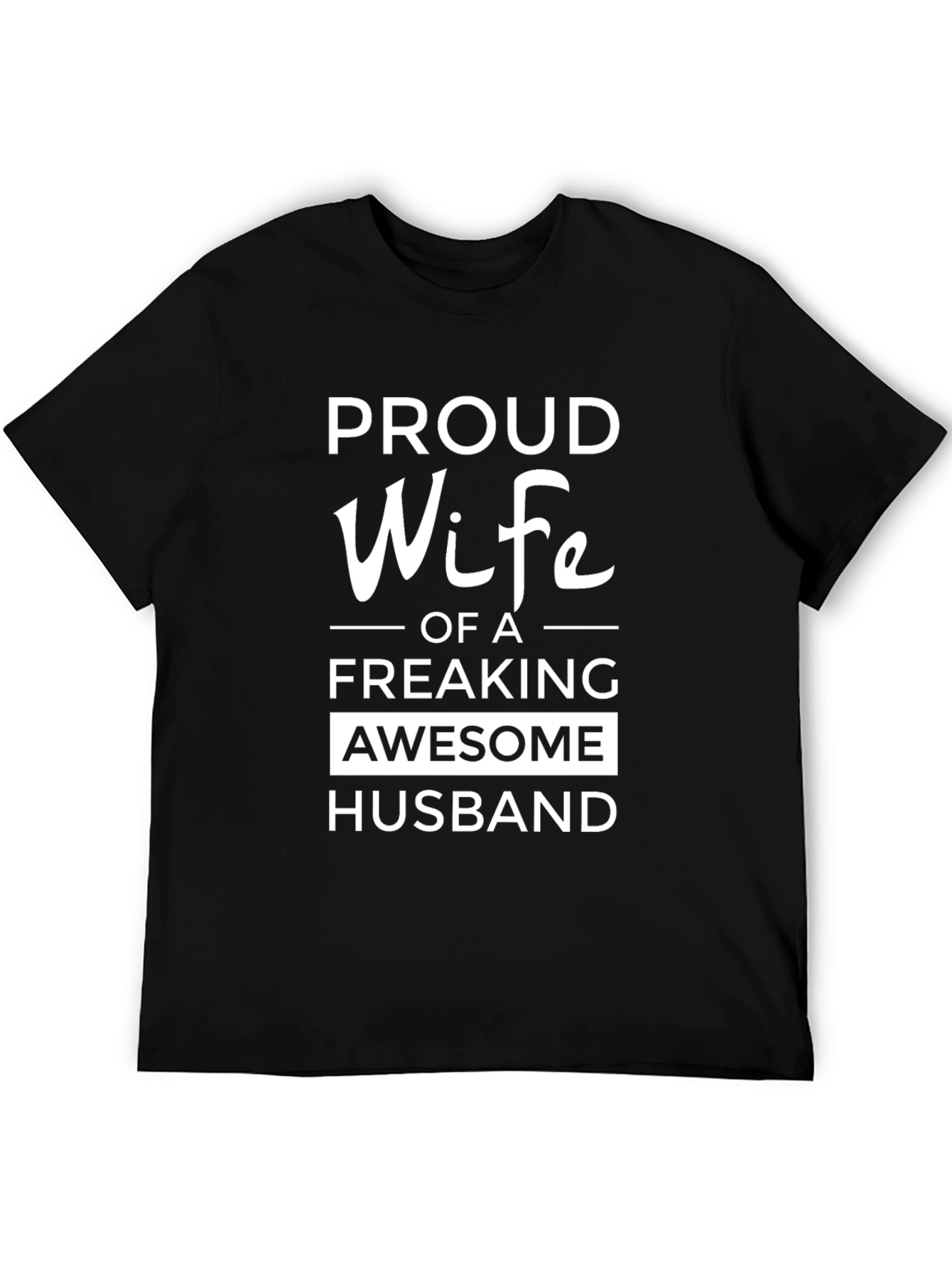 Black Proud Wife of an Awesome Husband Black T-Shirt view 5