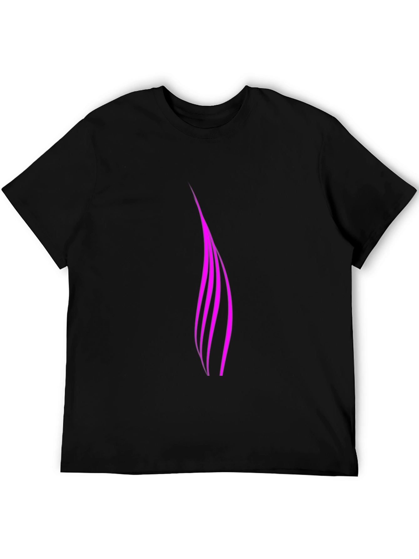 Black Modern Pink Stripe Tee - Men's Casual Black T-Shirt view 5