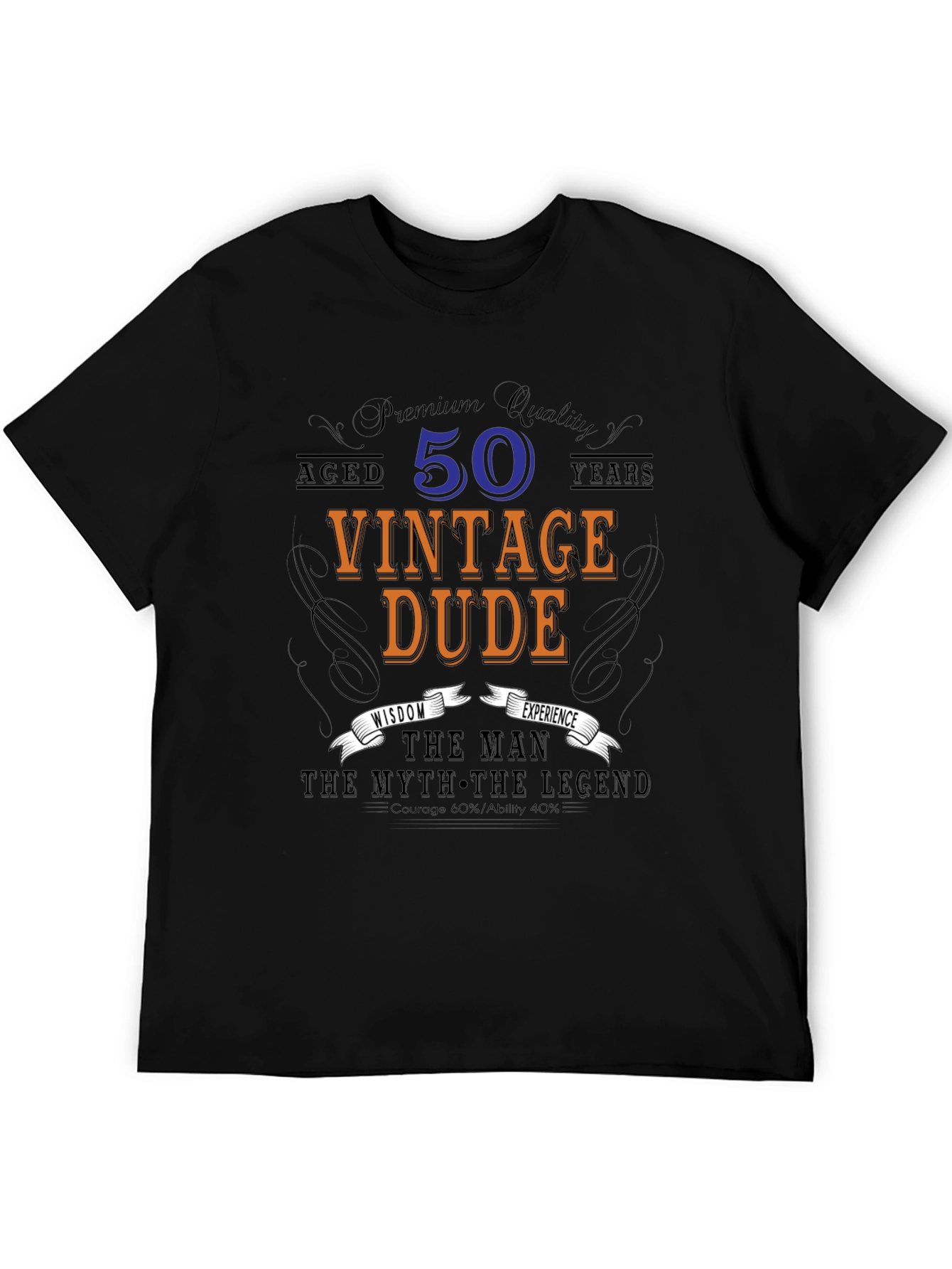 Black Vintage Dude 50th Birthday T-Shirt view 5