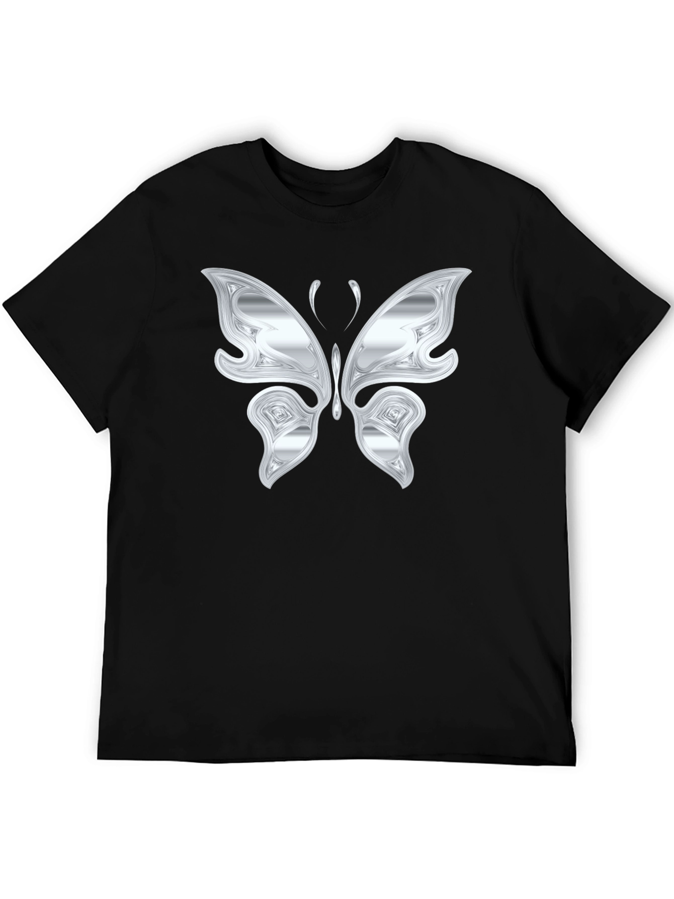 Black Silver Butterfly Graphic Black T-Shirt view 5