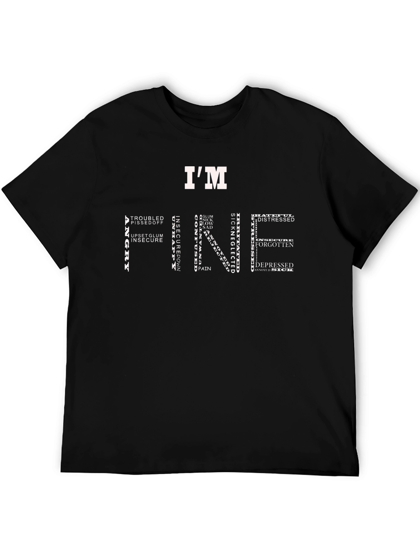 Black I'm Fine Graphic T-Shirt view 5