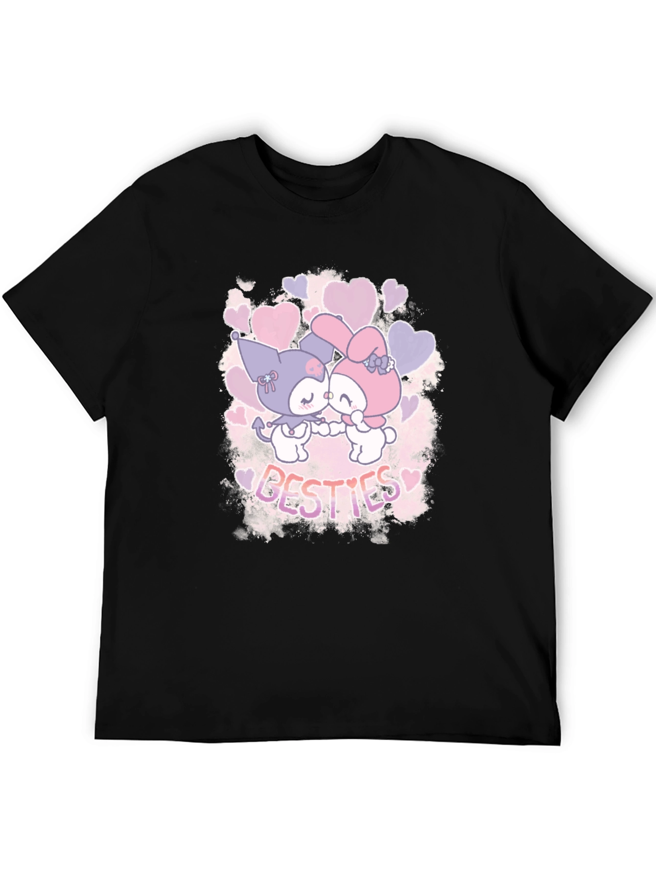 Black Kawaii Besties Graphic Tee - Cute Cartoon Shirt view 5