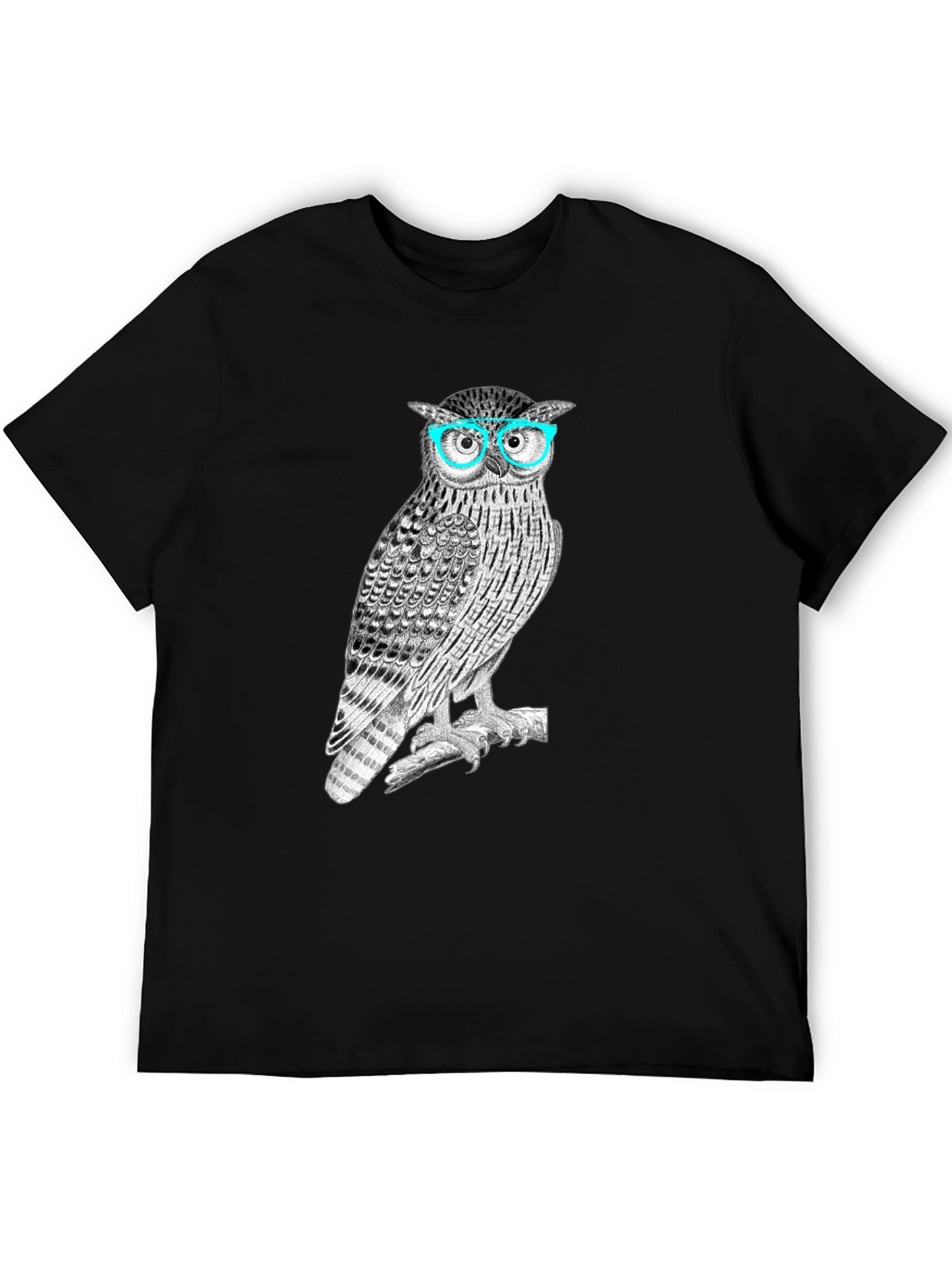 Black Owl with Glasses Graphic Tee - Men's Black T-Shirt view 5