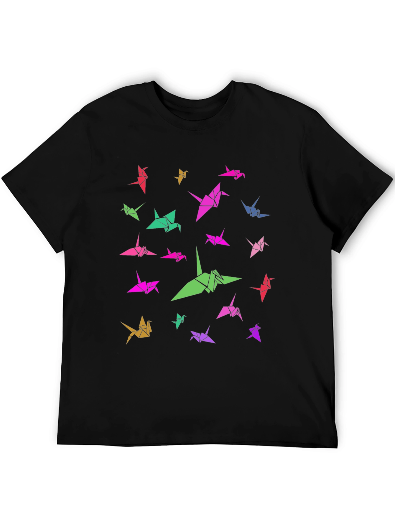 Black Origami Crane Graphic Tee - Soft Cotton Casual Shirt view 5