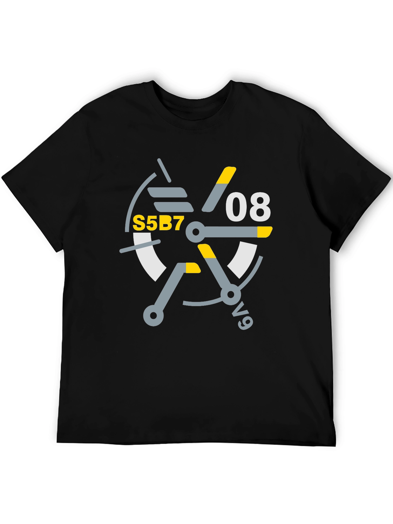 Black Abstract Graphic Tee - S5B7 08 v9 Design T-Shirt view 5