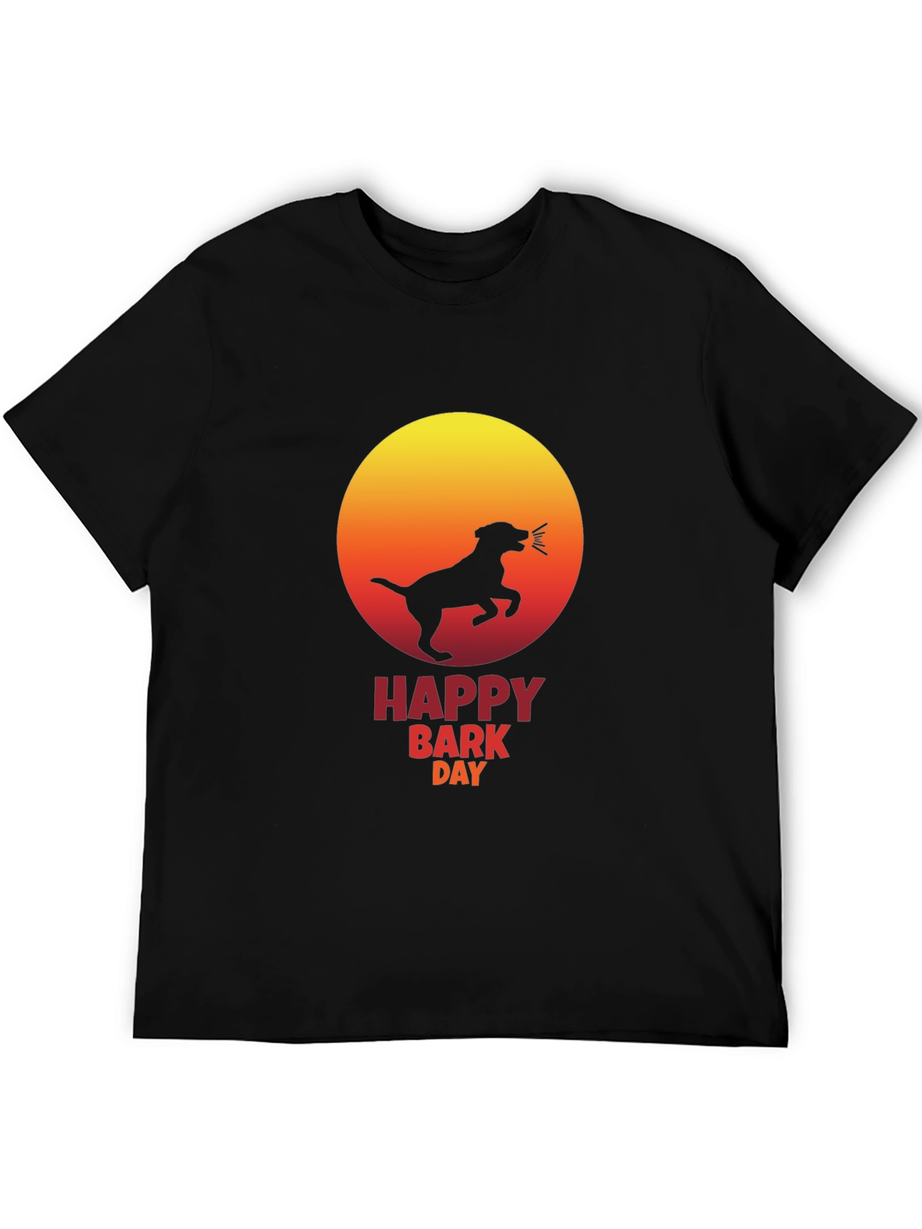 Black Happy Bark Day Black T-Shirt - Dog Lover Tee view 5