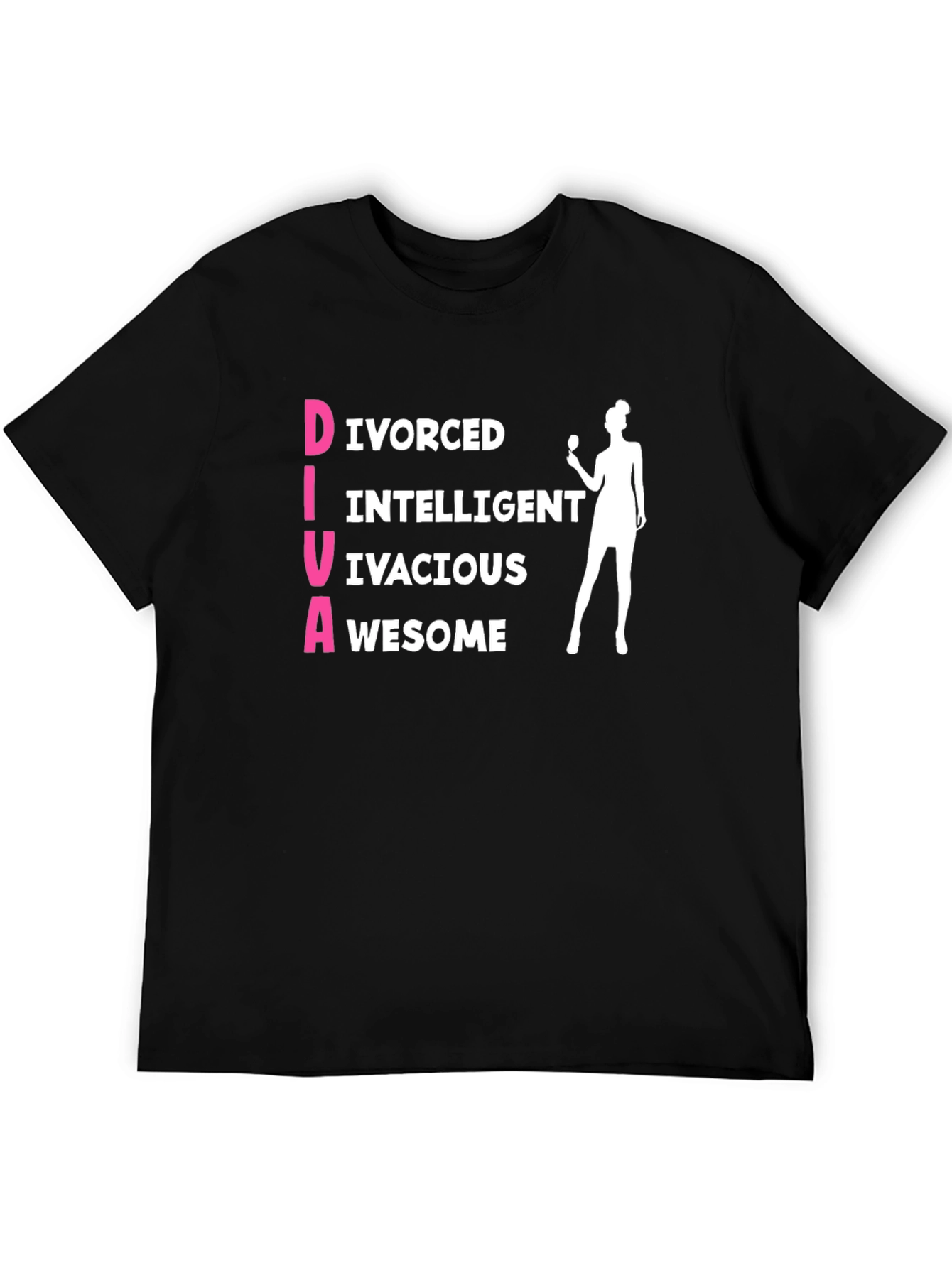 Black Funny DIVA Graphic T-Shirt - Divorced Intelligent Vivacious Awesome view 5
