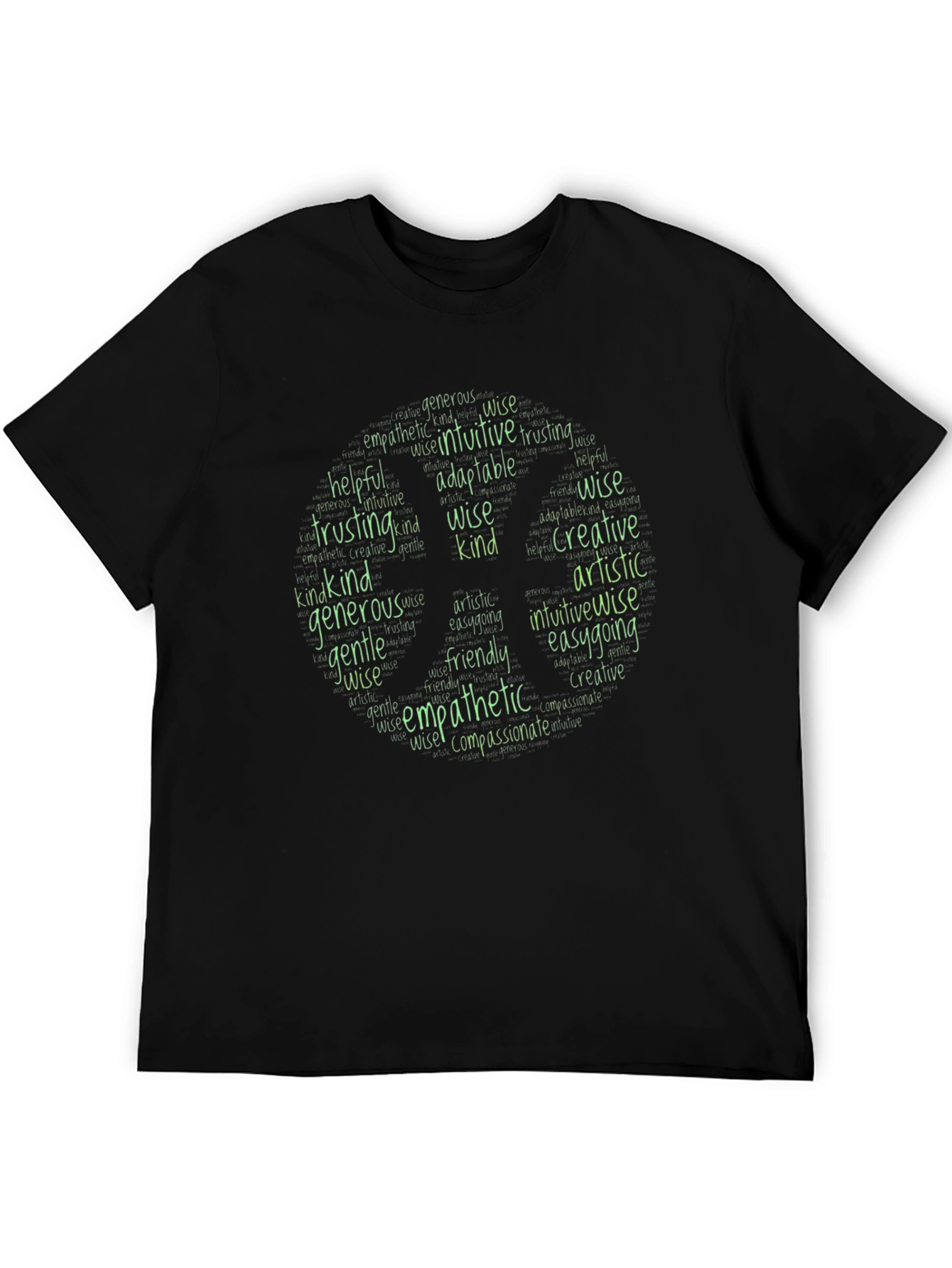 Black Positive Words T-Shirt - Empathetic, Wise, Kind Design view 5