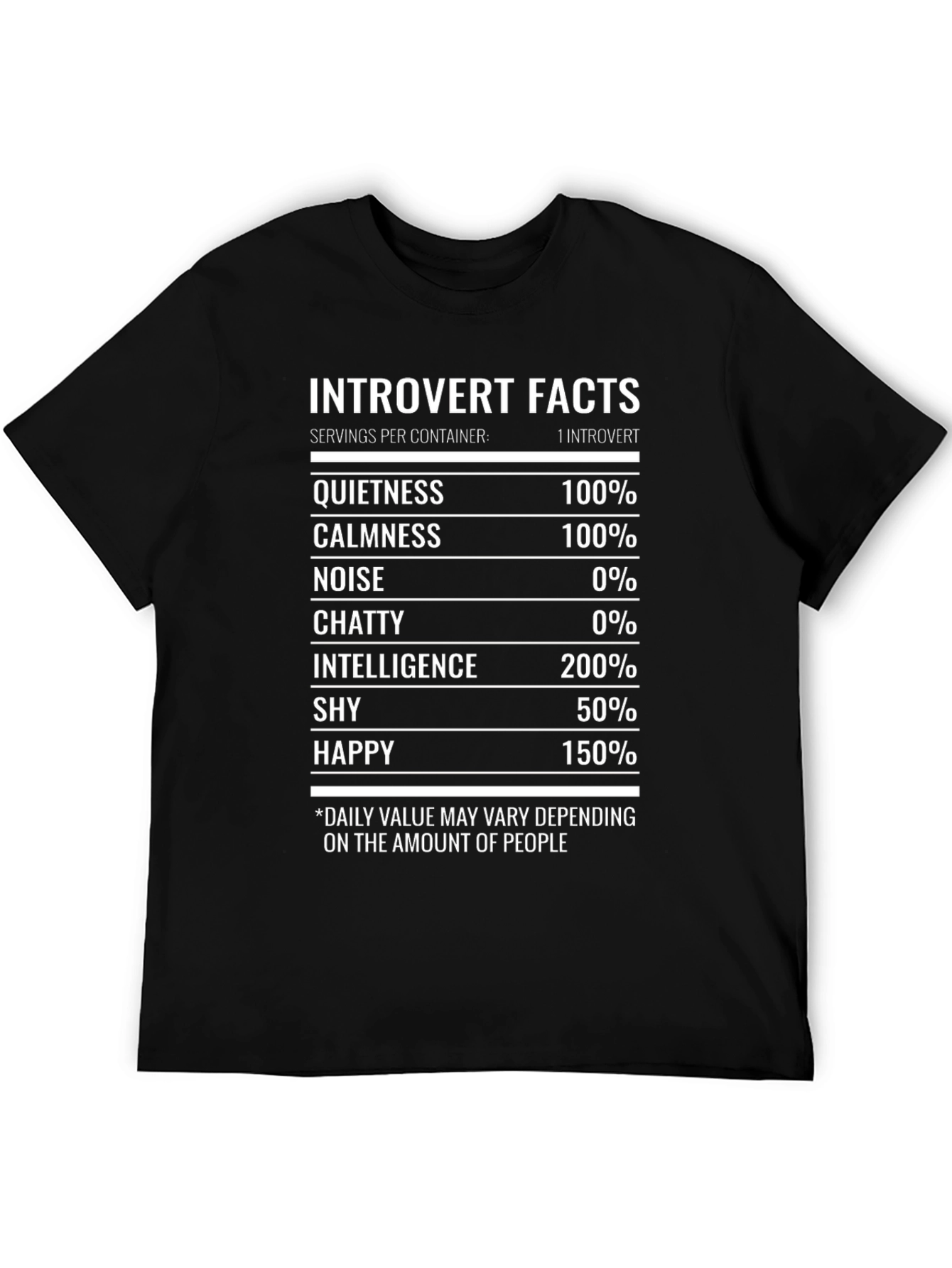 Black Introvert Facts Funny Graphic T-Shirt view 5