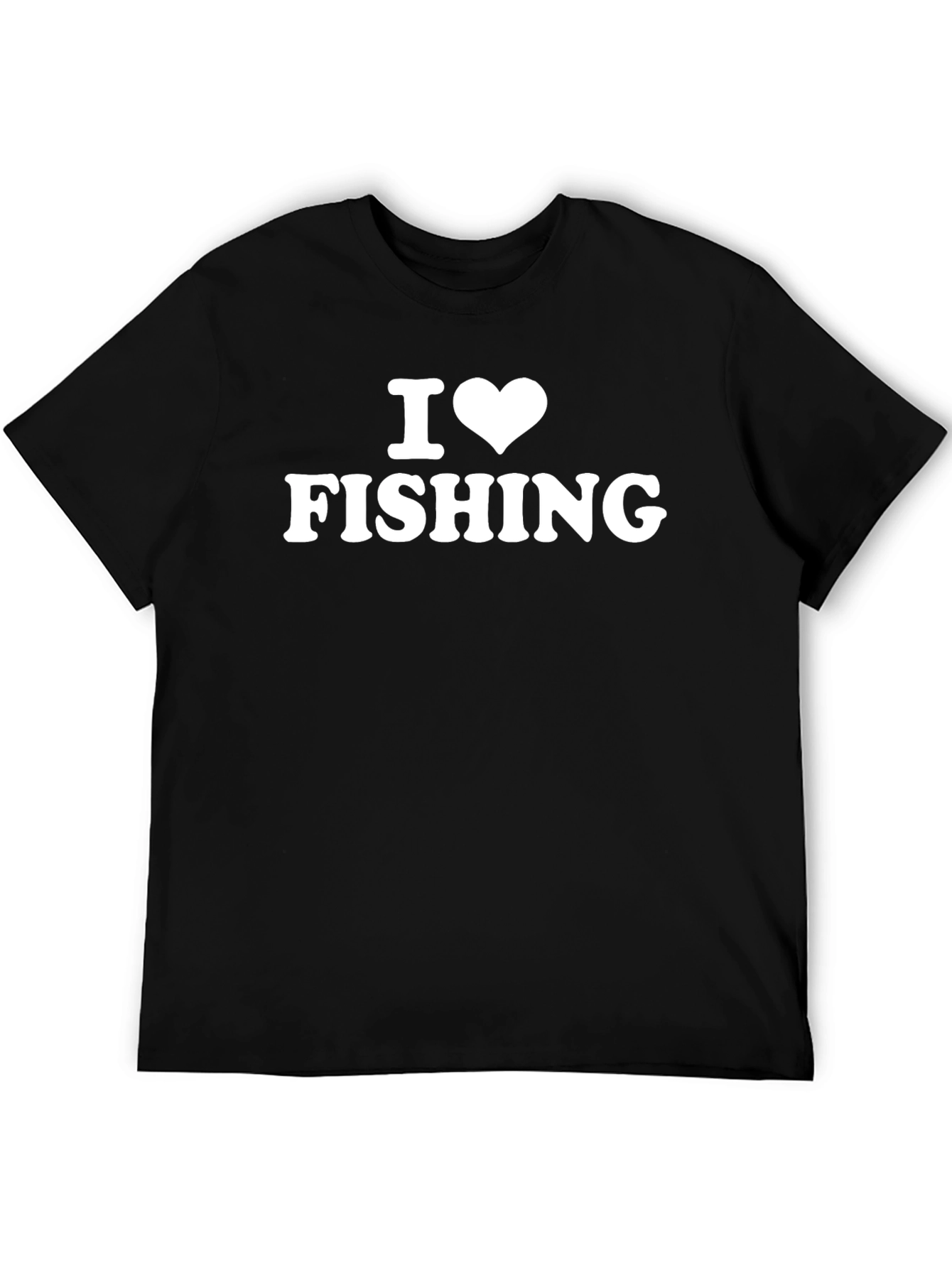 Black I Heart Fishing T-Shirt - Black Crew Neck view 5